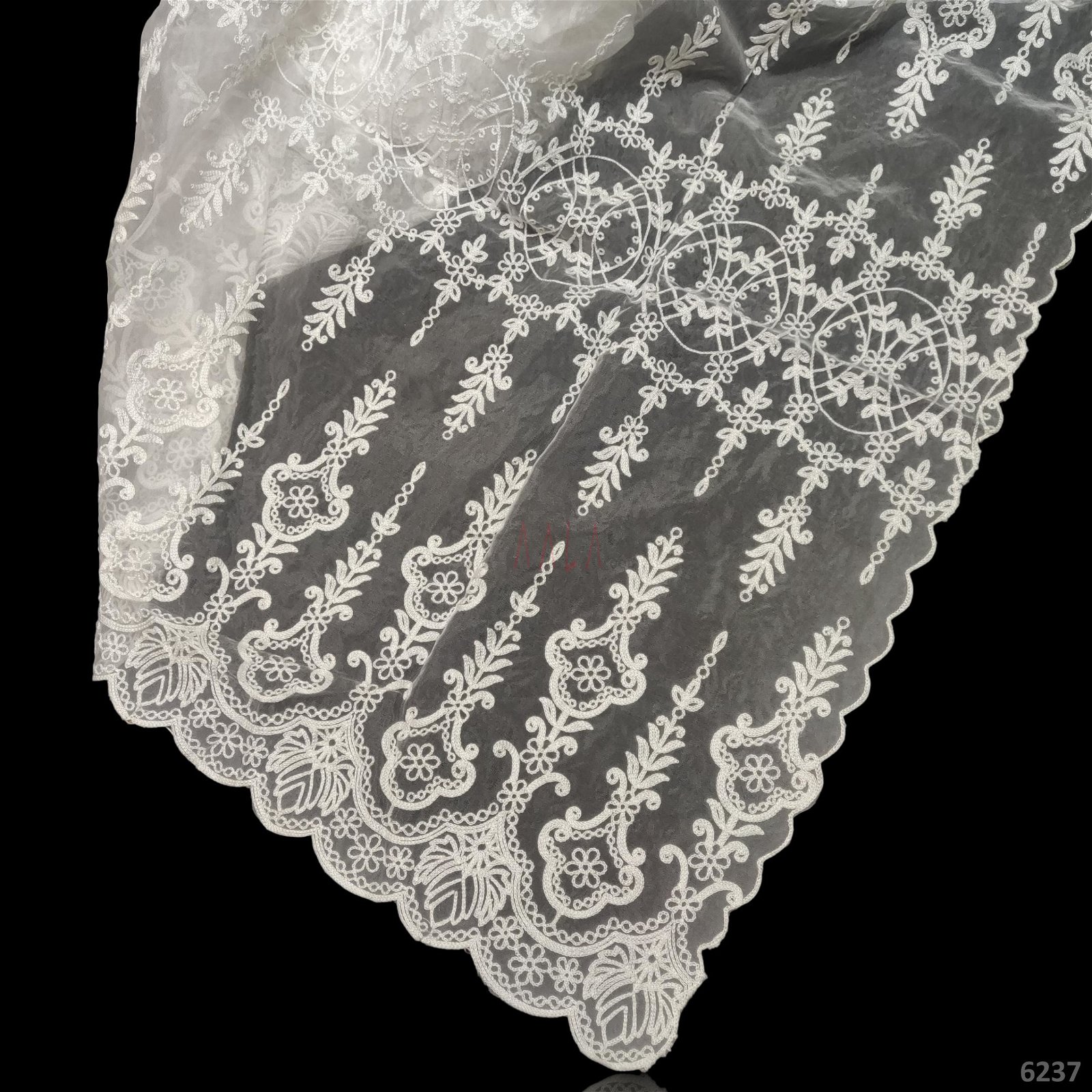 Embroidered Organza Dupatta 42 Inches Dyeable 2.25 Metres #6237