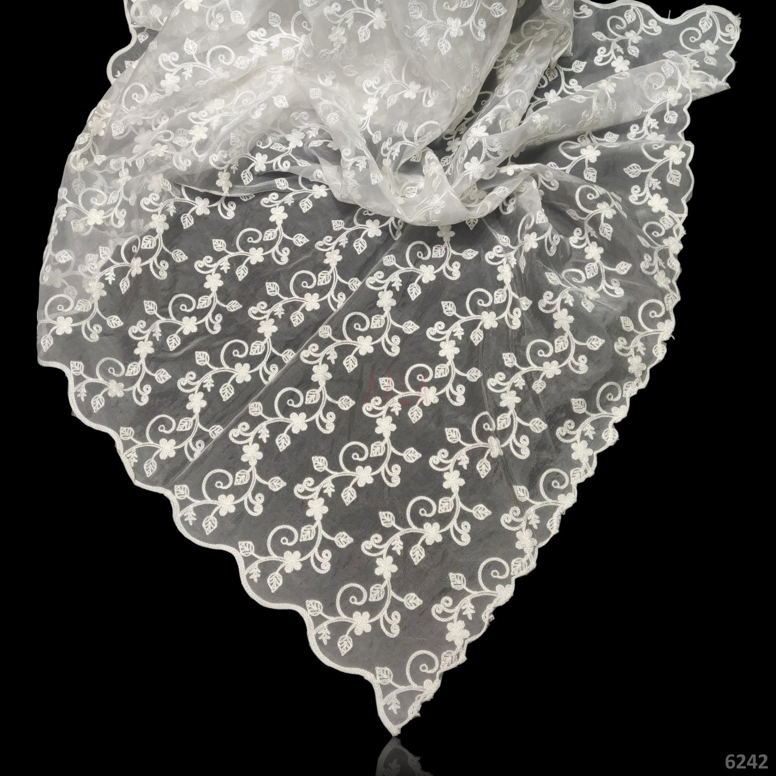 Embroidered Organza Dupatta 42 Inches Dyeable 2.25 Metres 