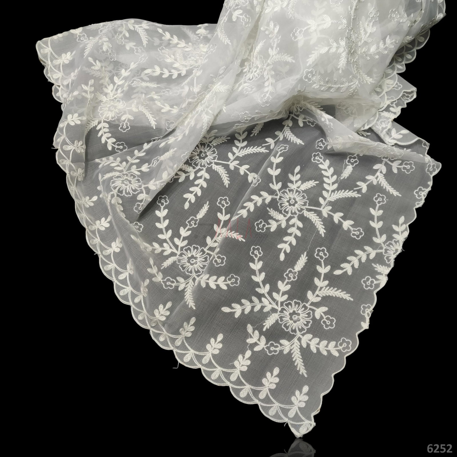 Embroidered Organza Dupatta 42 Inches Dyeable 2.25 Metres 
