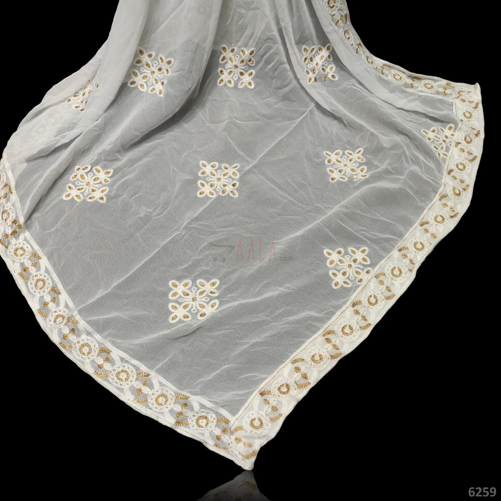 Embroidered Georgette Dupatta 42 Inches Dyeable 2.25 Metres #6259