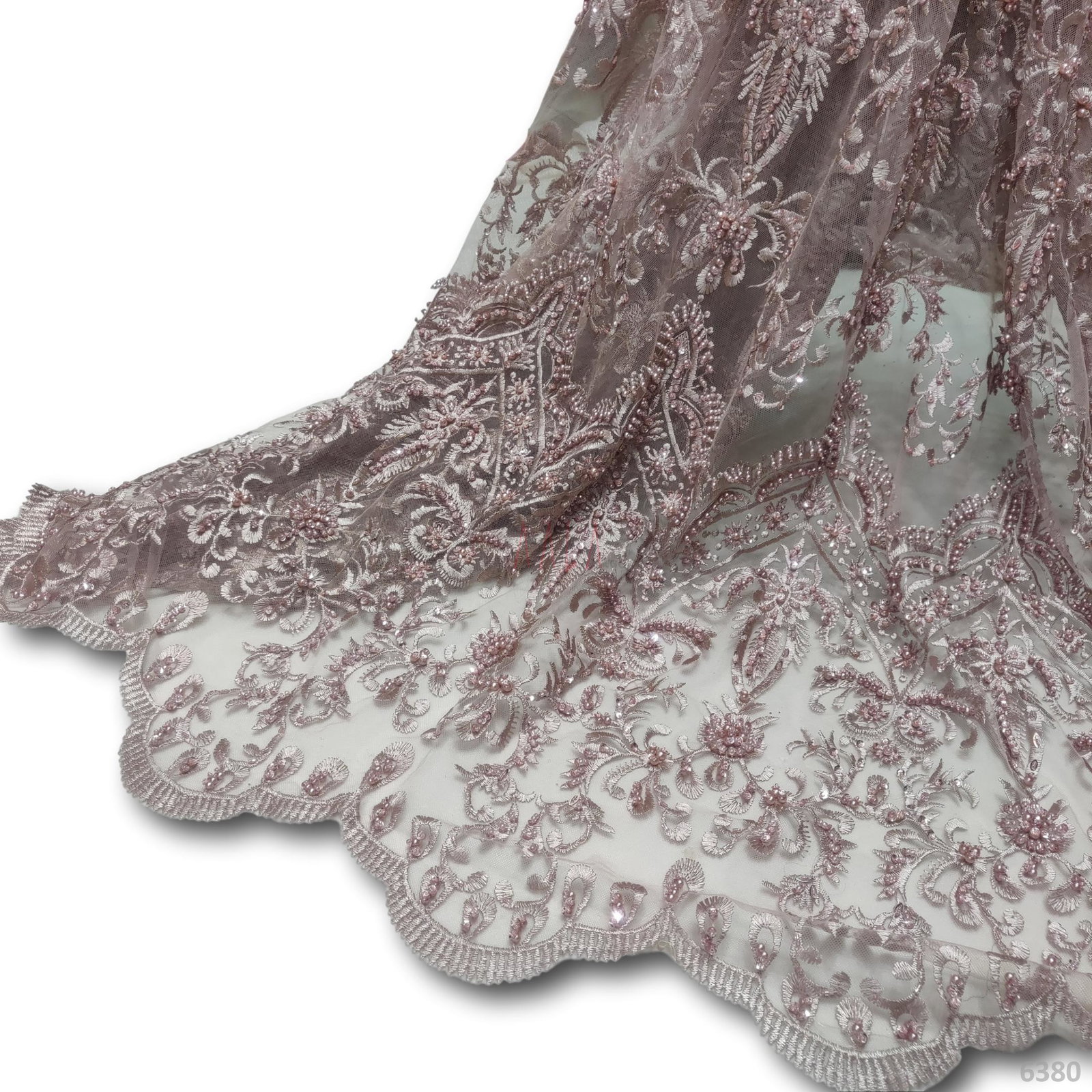 Embroidered Net Blend 58-Inches DUSTY Per-Metre 