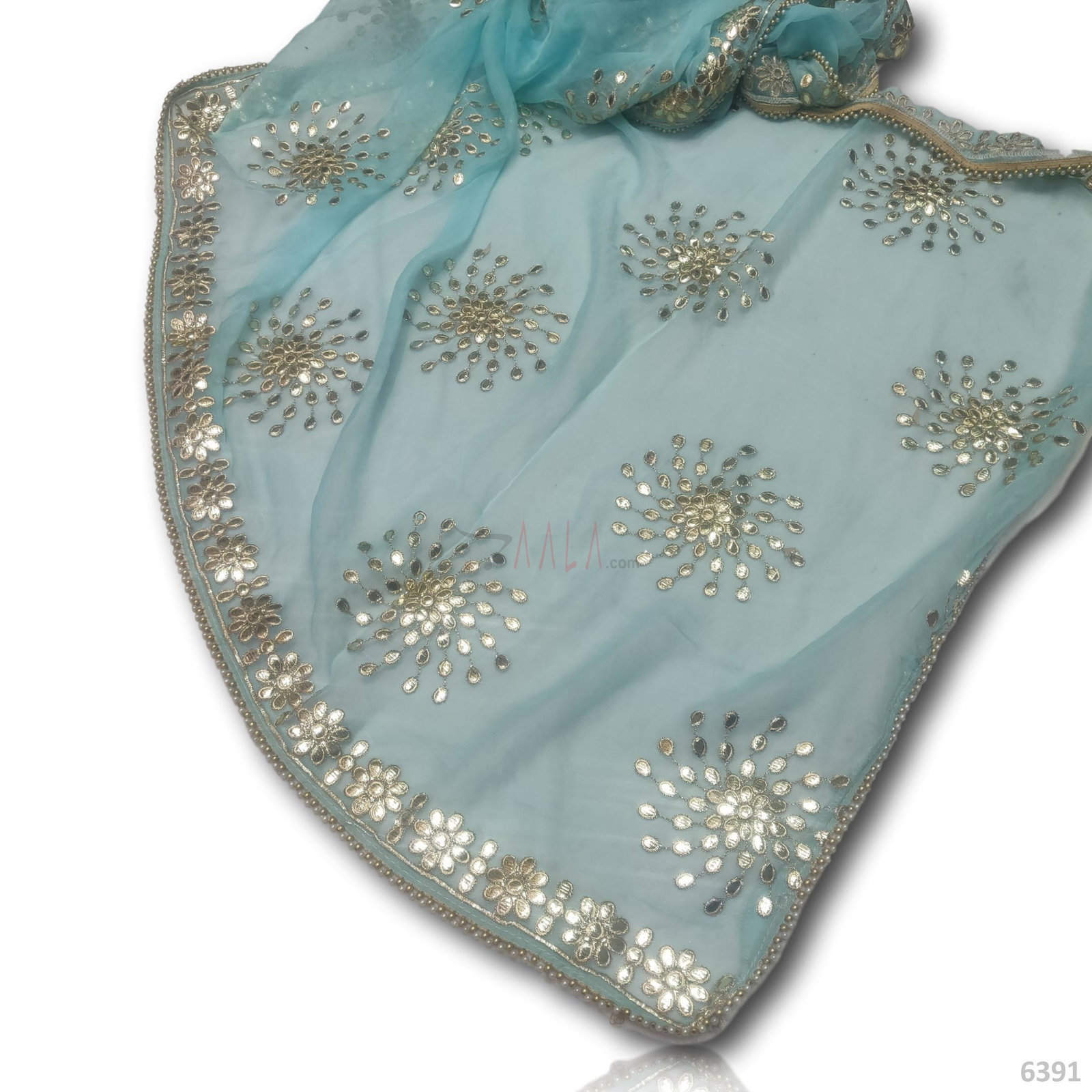 Gota Chiffon Viscose Dupatta-40-Inches BLUE 2.50-Metres 