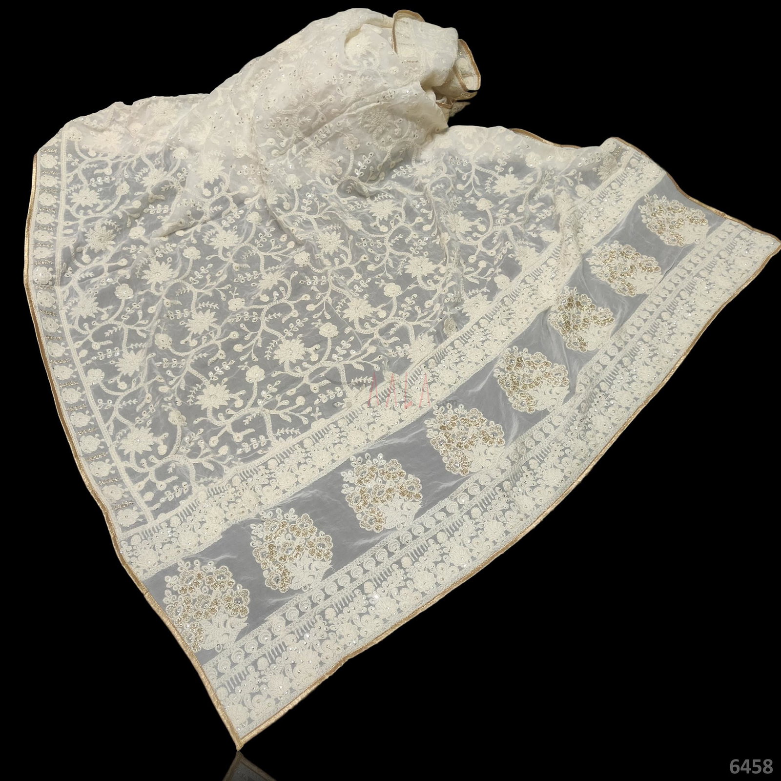 Lucknowi Georgette Viscose Dupatta-40-Inches DYEABLE 2.50-Metres 