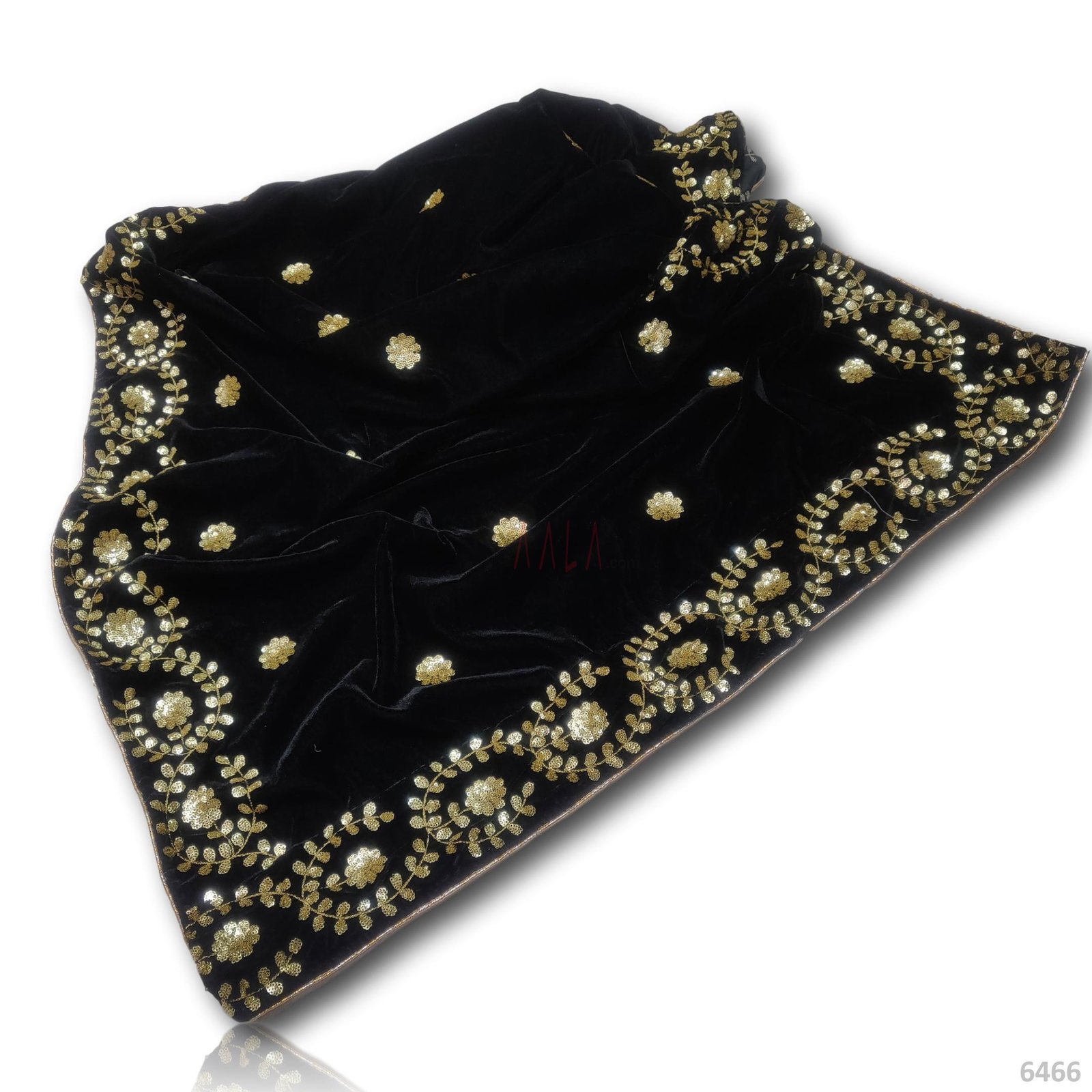 Sequins Velvet Viscose Dupatta-40-Inches BLACK 2.00-Metres 