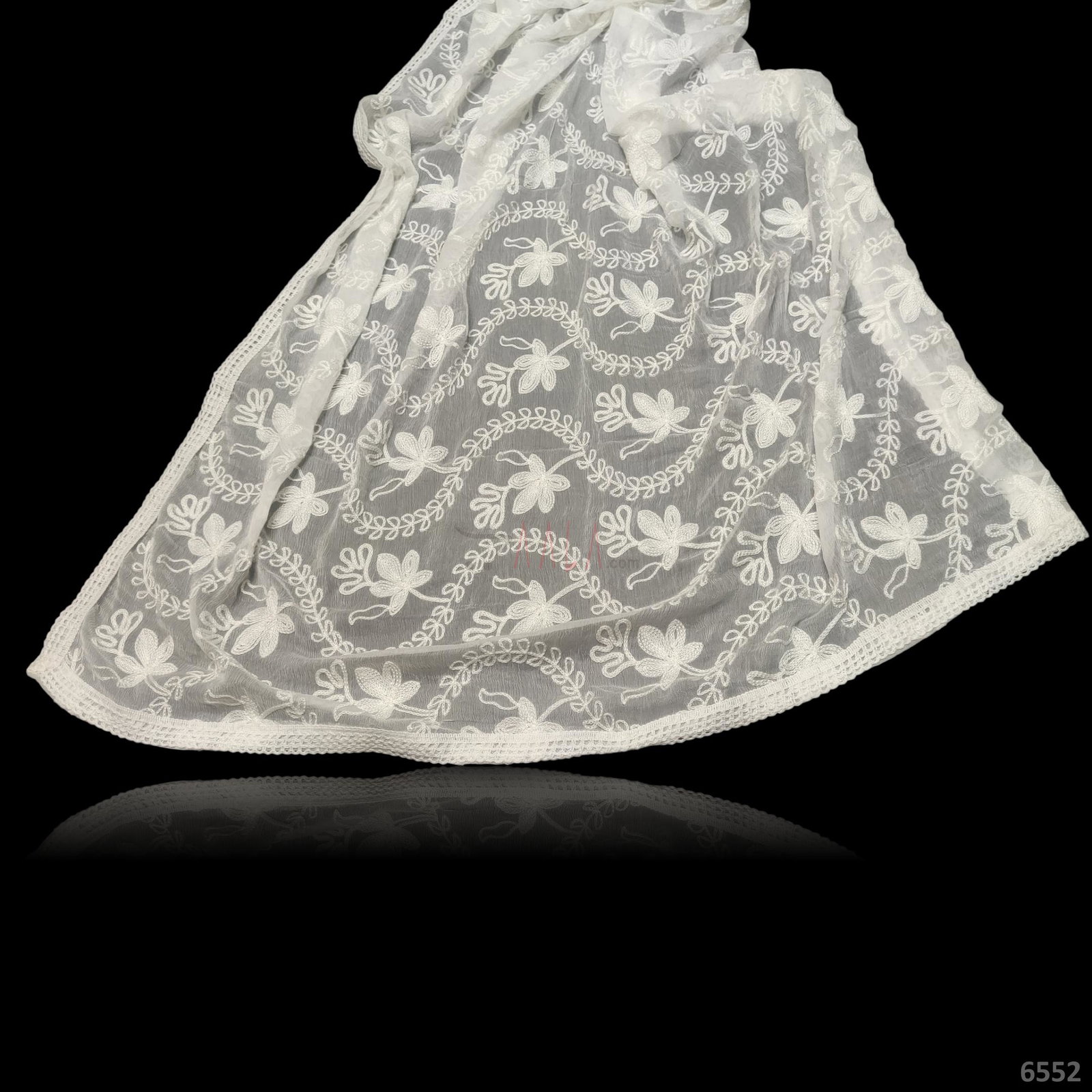 Embroidered Chiffon Viscose Dupatta-40-Inches DYEABLE 2.50-Metres 