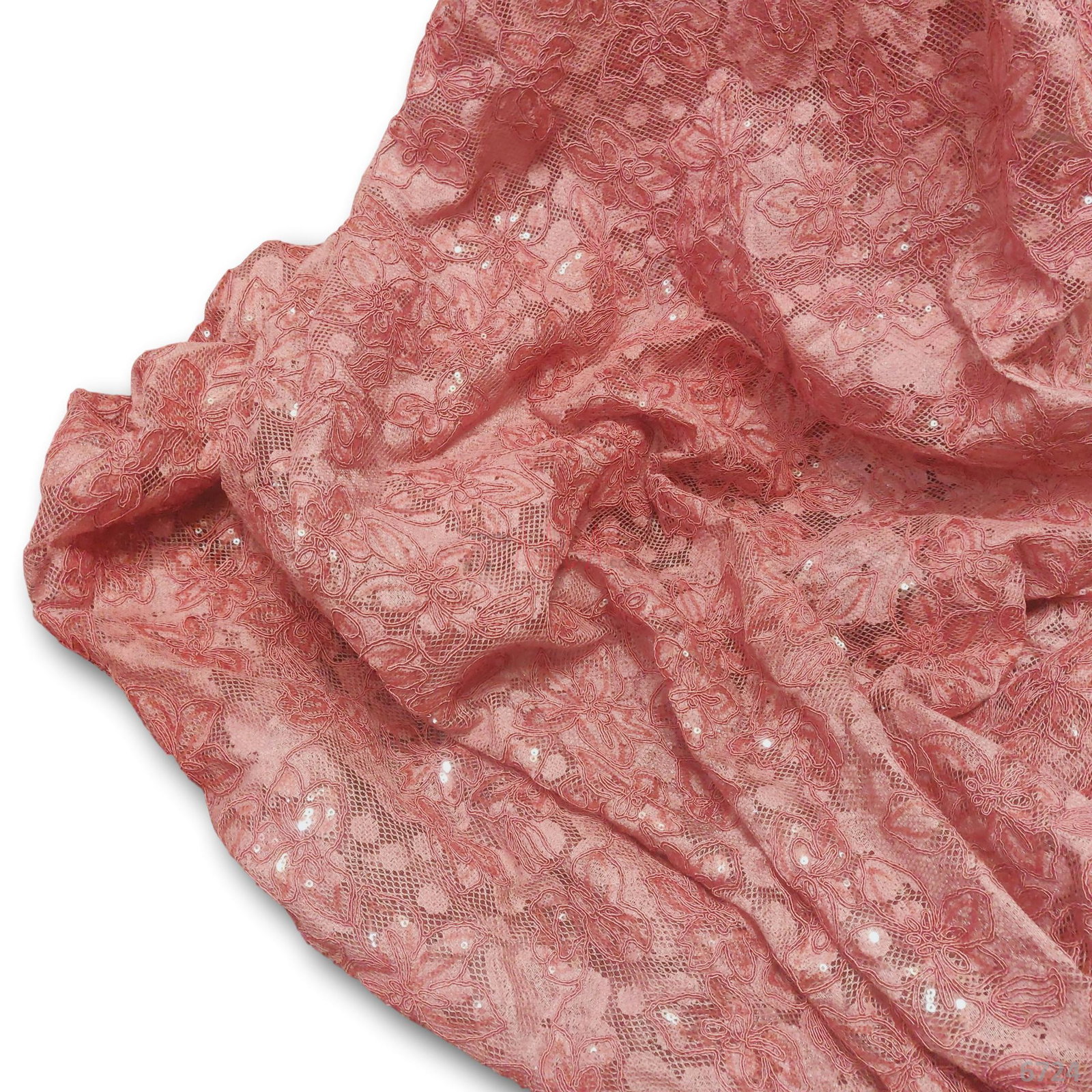 Embroidered Tulle Blend 58-Inches CARROT Per-Mere 