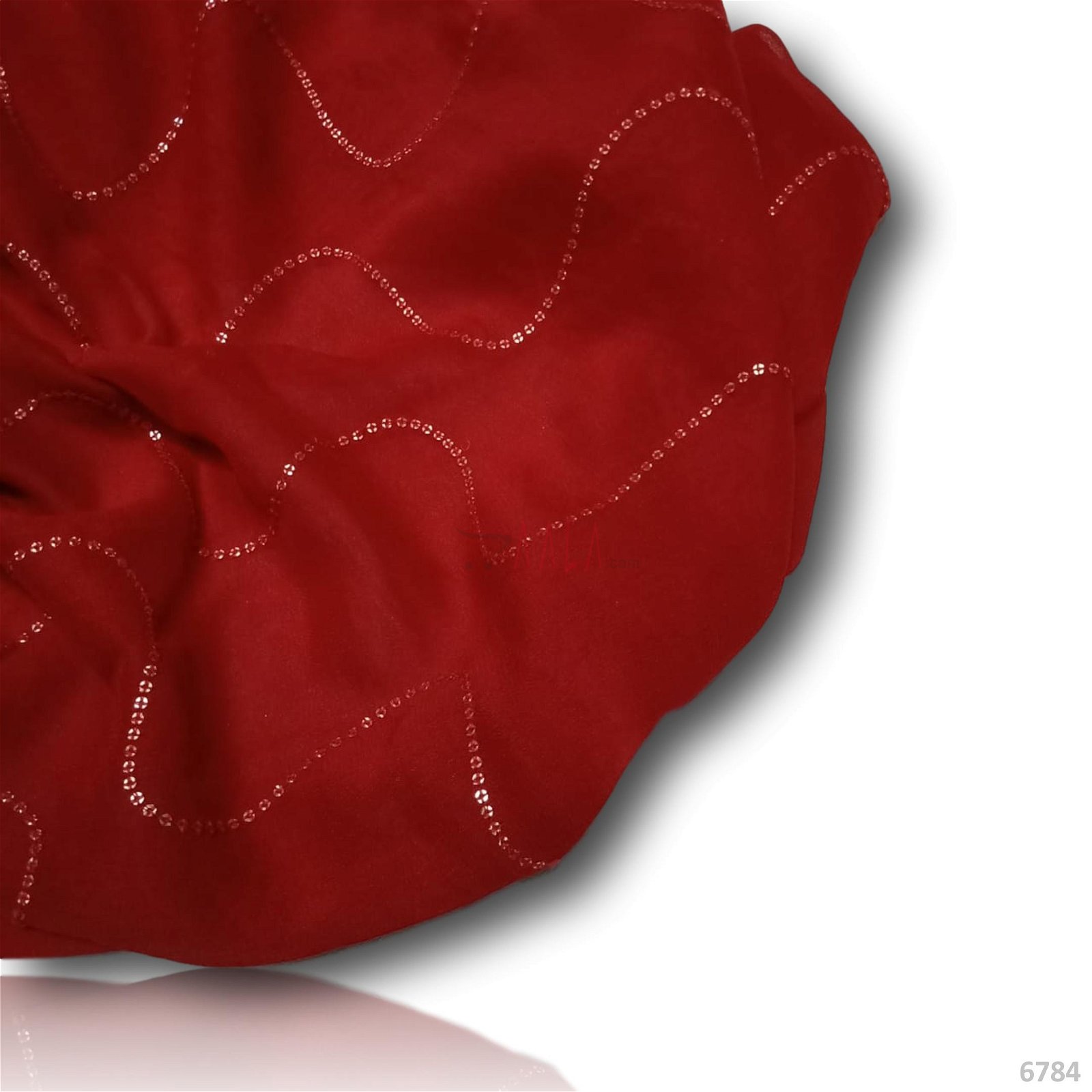 Sequins Georgette Viscose 44-Inches RED Per-Metre #6784