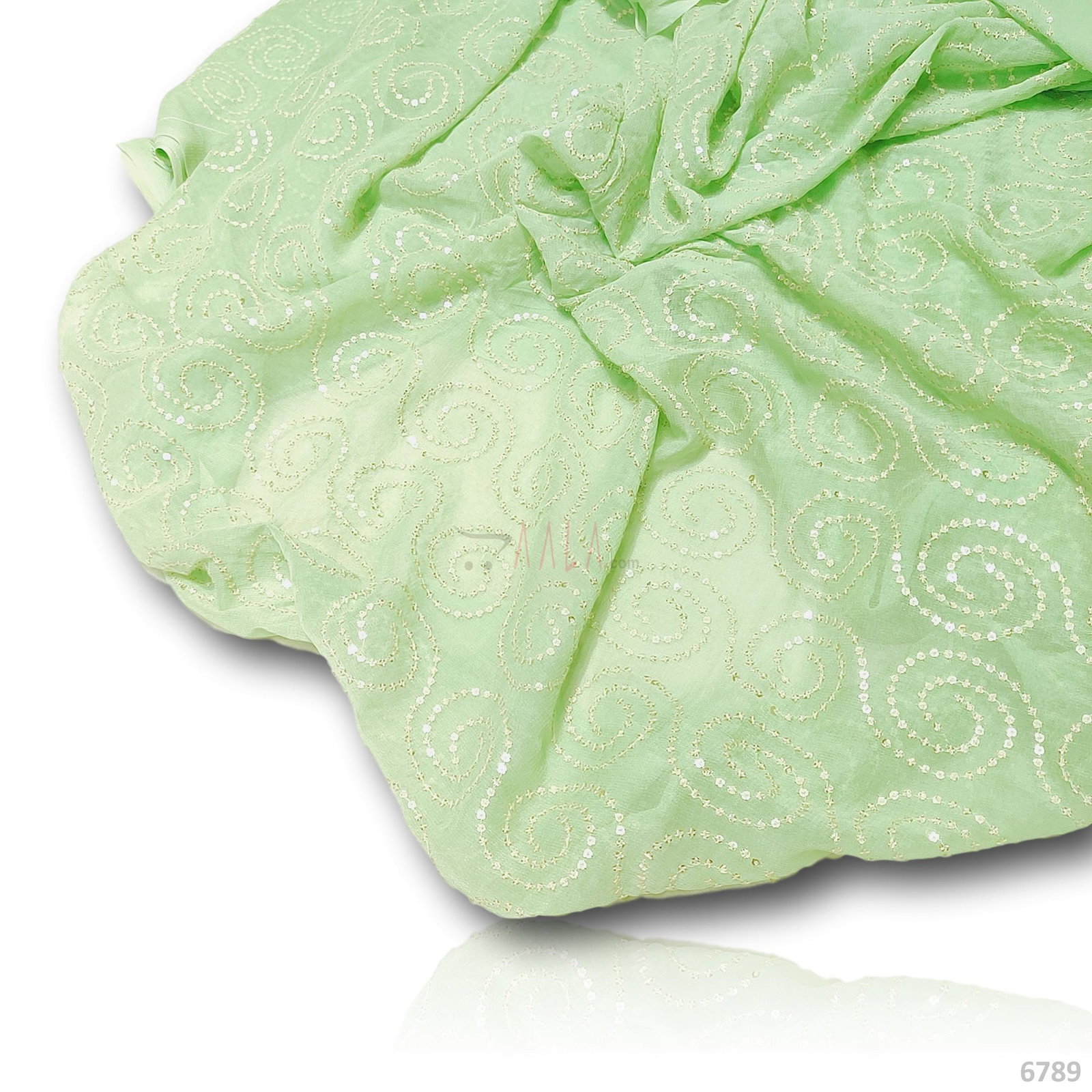 Sequins Georgette Viscose 44-Inches GREEN Per-Metre 