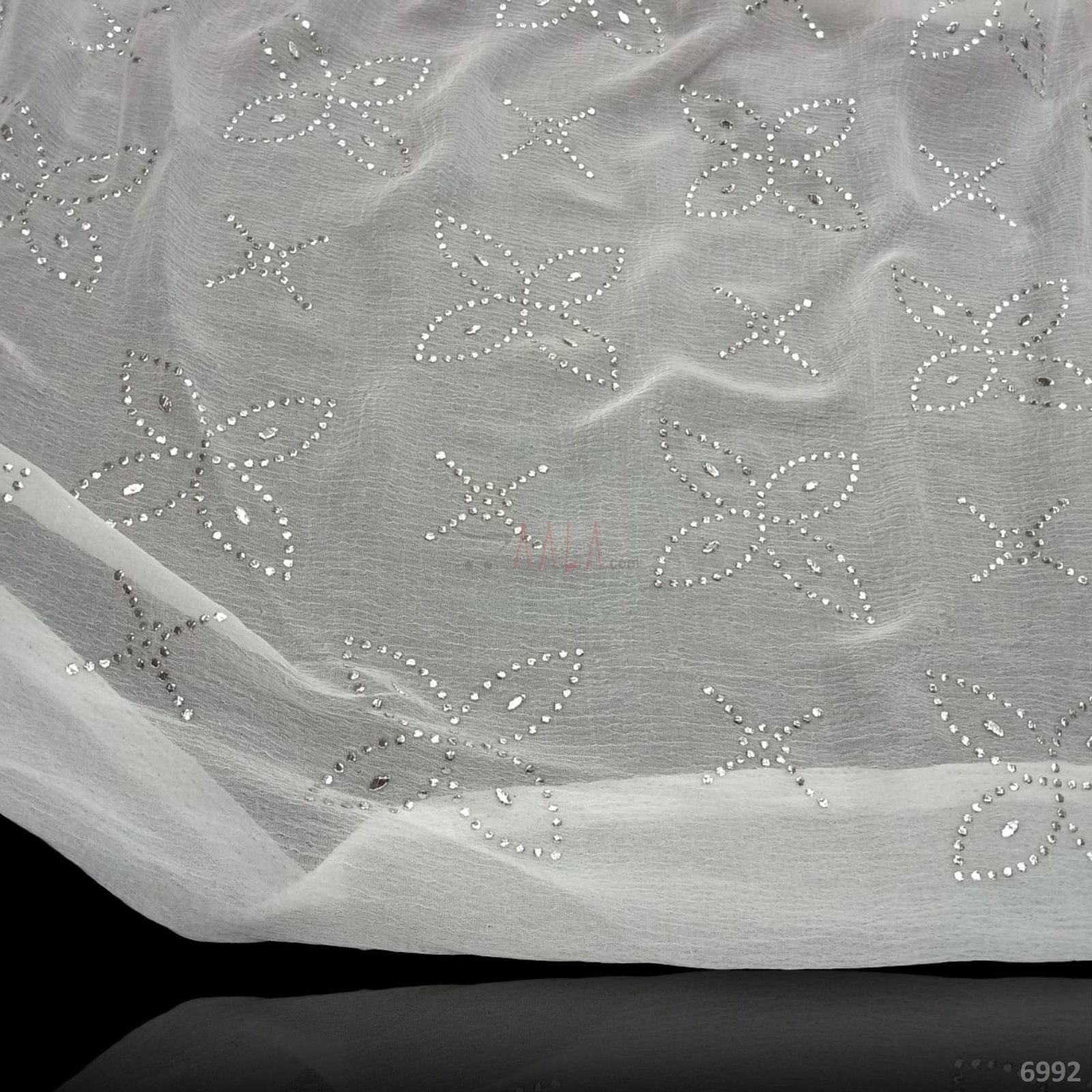 Machine-Mukaish Chiffon Nylon 44-Inches DYEABLE Per-Metre 