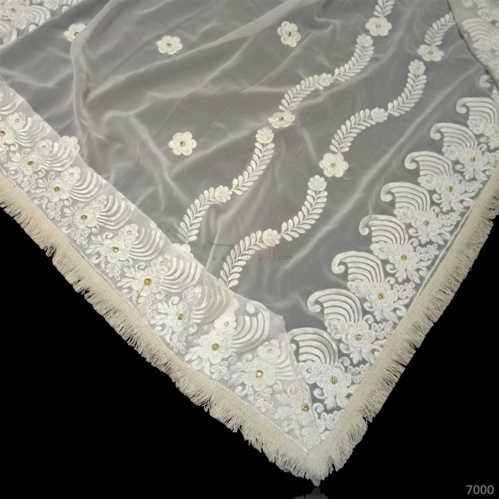 Embroidered Georgette Viscose Dupatta-42-Inches DYEABLE 2.25-Metres #7000