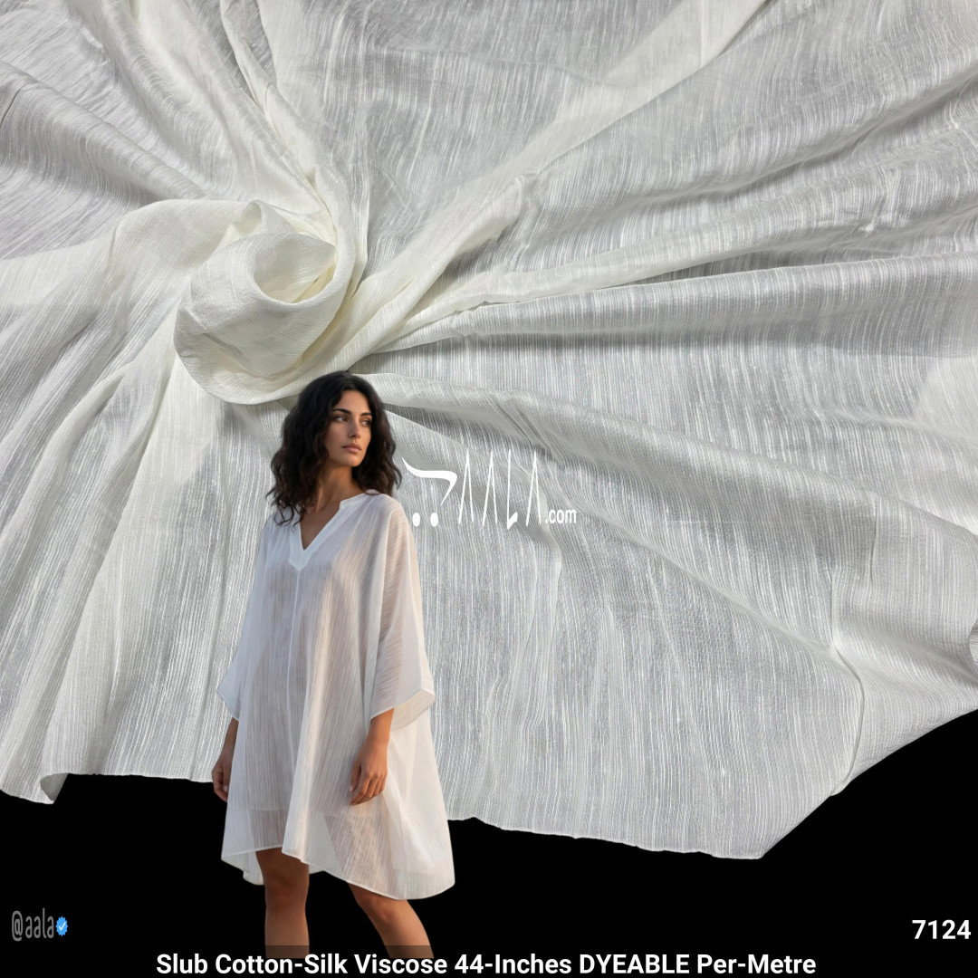 Slub Cotton-Silk Viscose 44-Inches DYEABLE Per-Metre 
