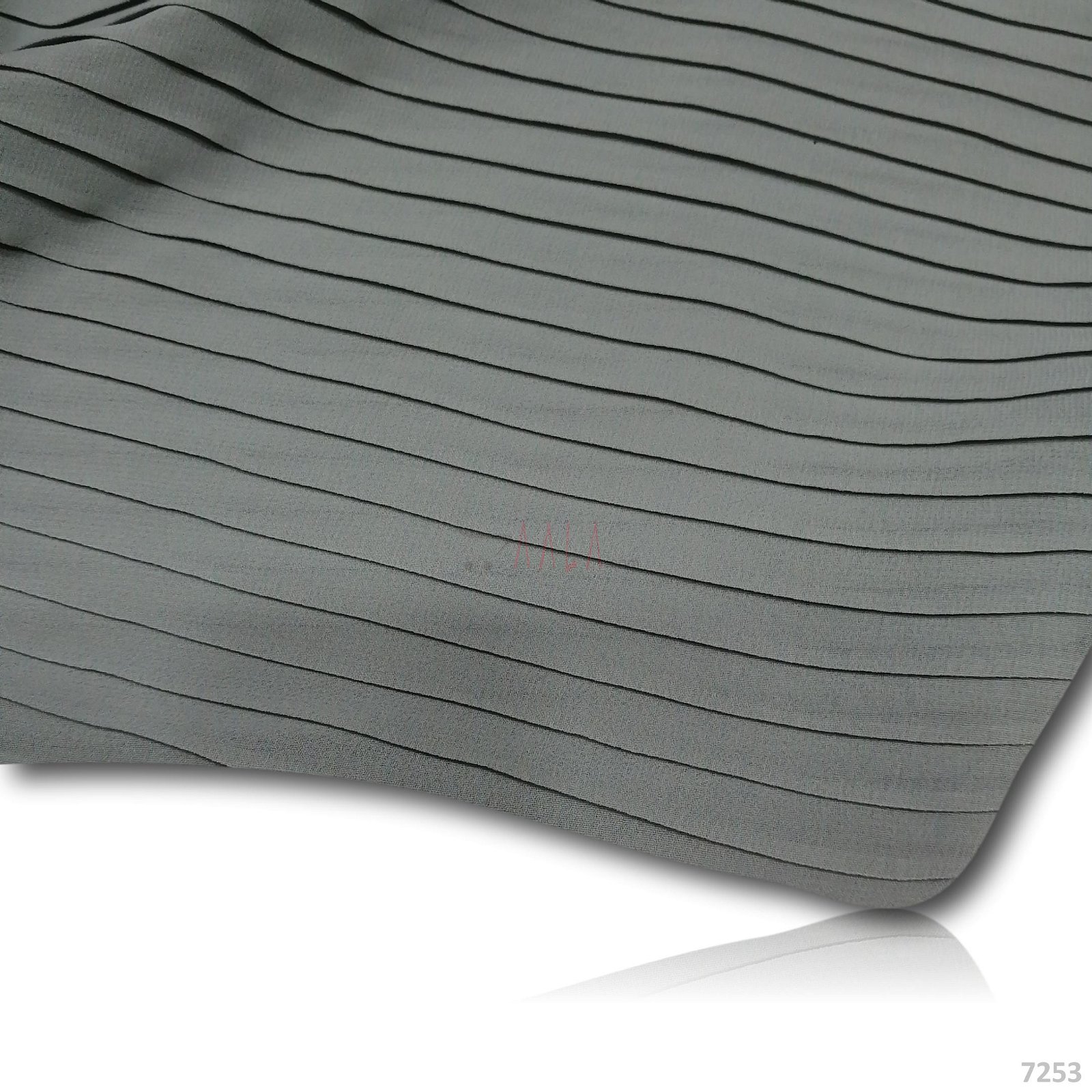 Pleated Georgette Poly-ester 44-Inches GREY Per-Metre #7253
