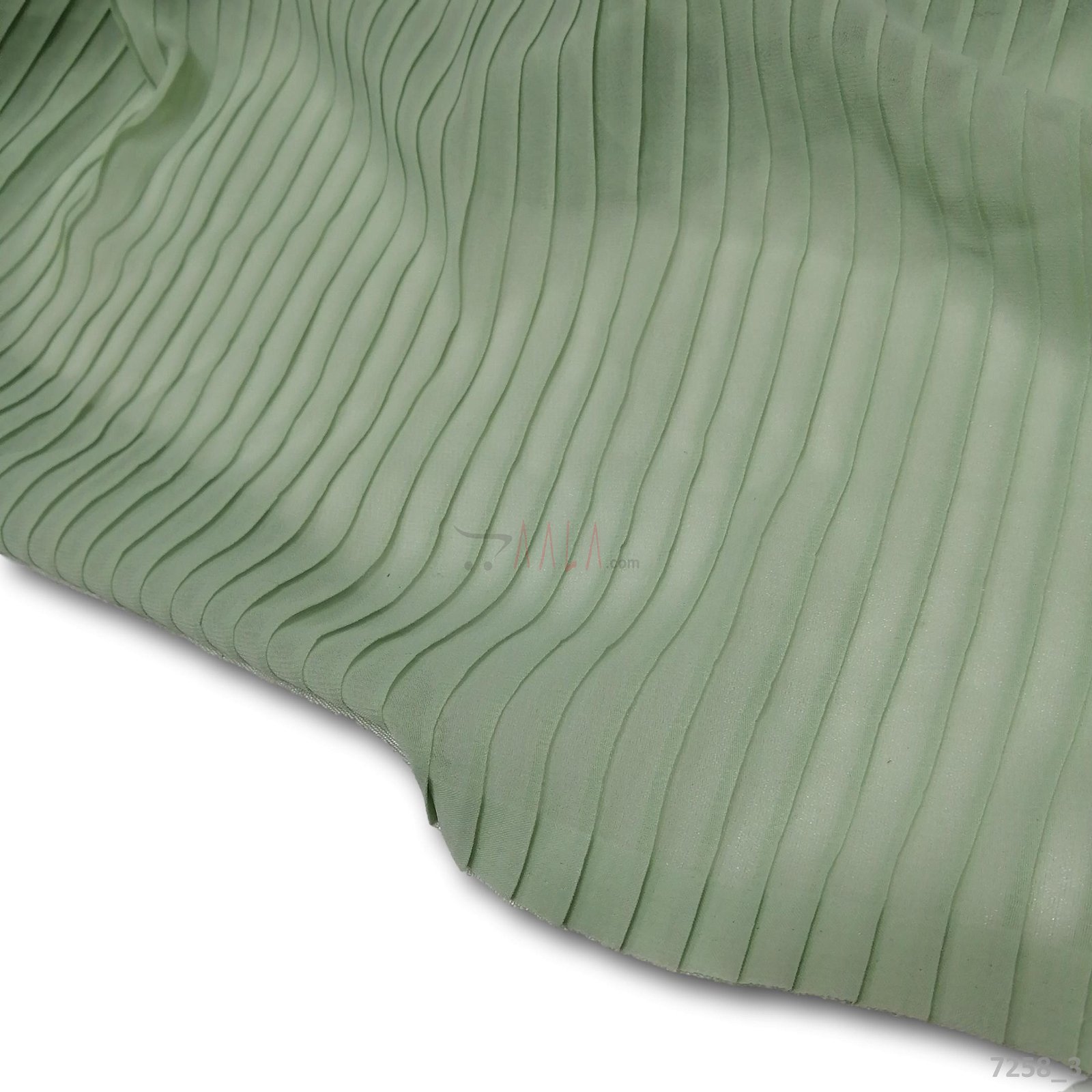 Pleated Georgette Poly-ester 44-Inches GREEN Per-Metre #7258