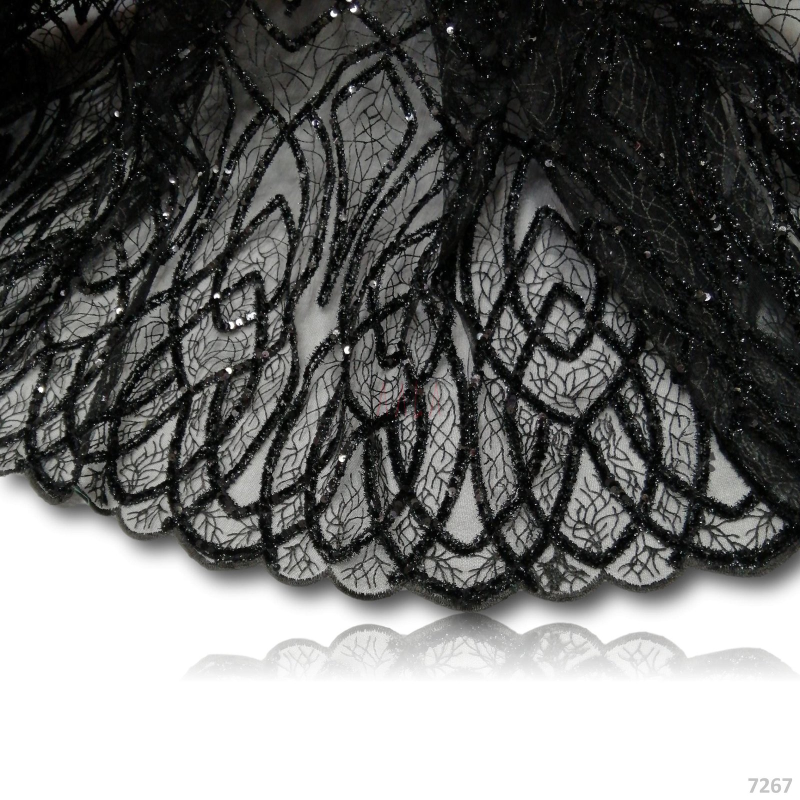 Embroidered Net Poly-ester 58-Inches BLACK Per-Metre #7267