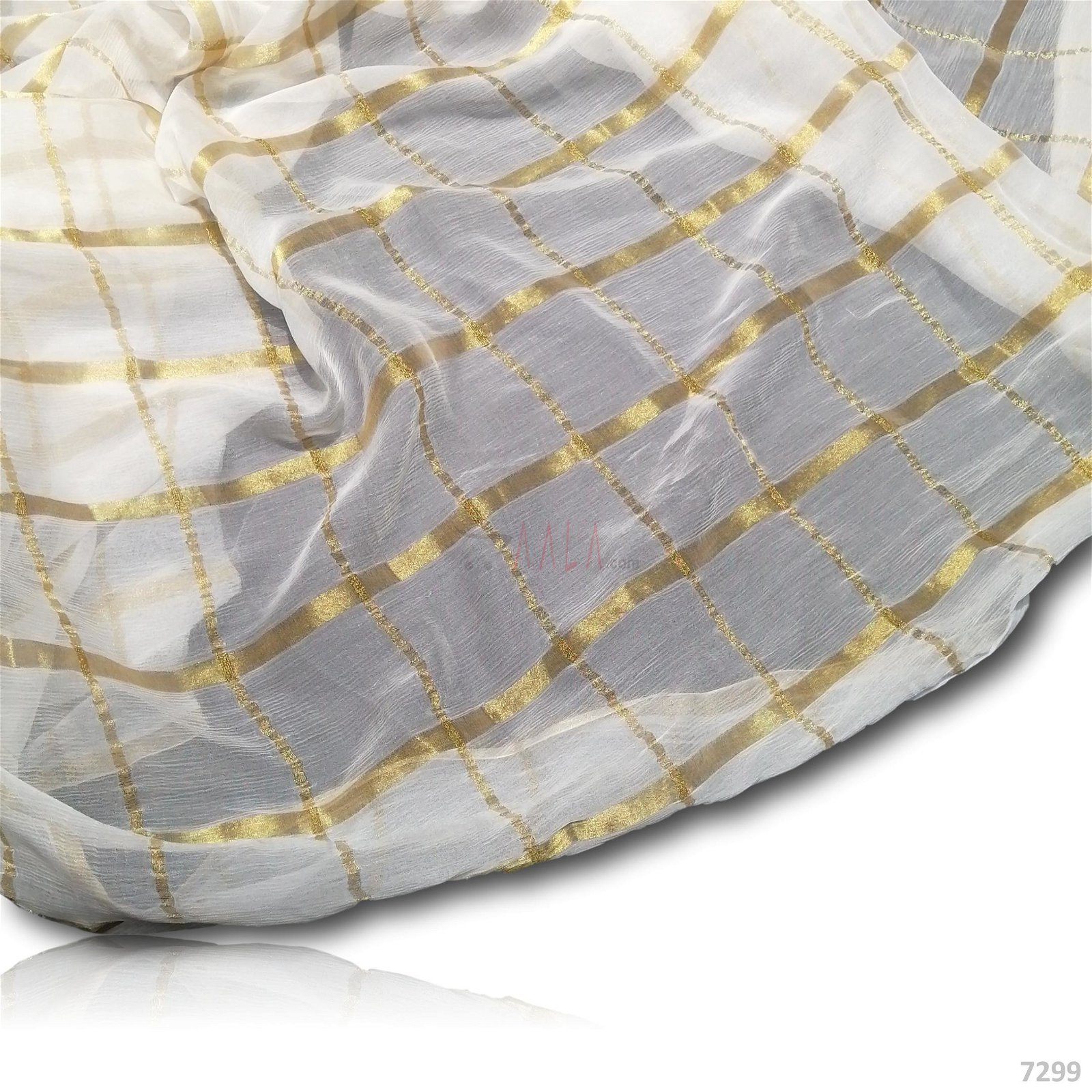 Gold-Line Chiffon Viscose Dupatta-44-Inches DYEABLE 2.25-Metres #7299
