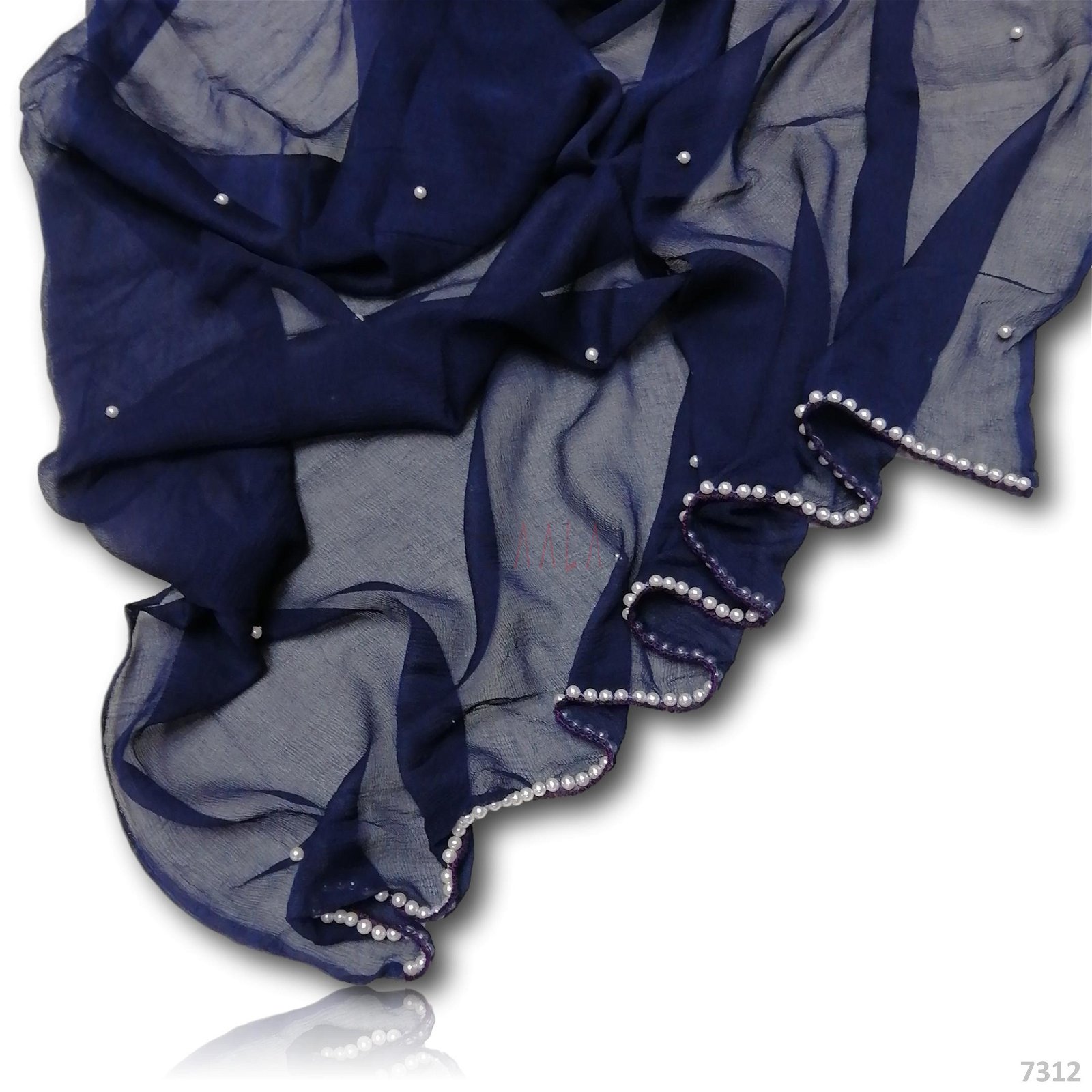Designer Chiffon Nylon Dupatta-32-Inches BLUE 2.25-Metres #7312