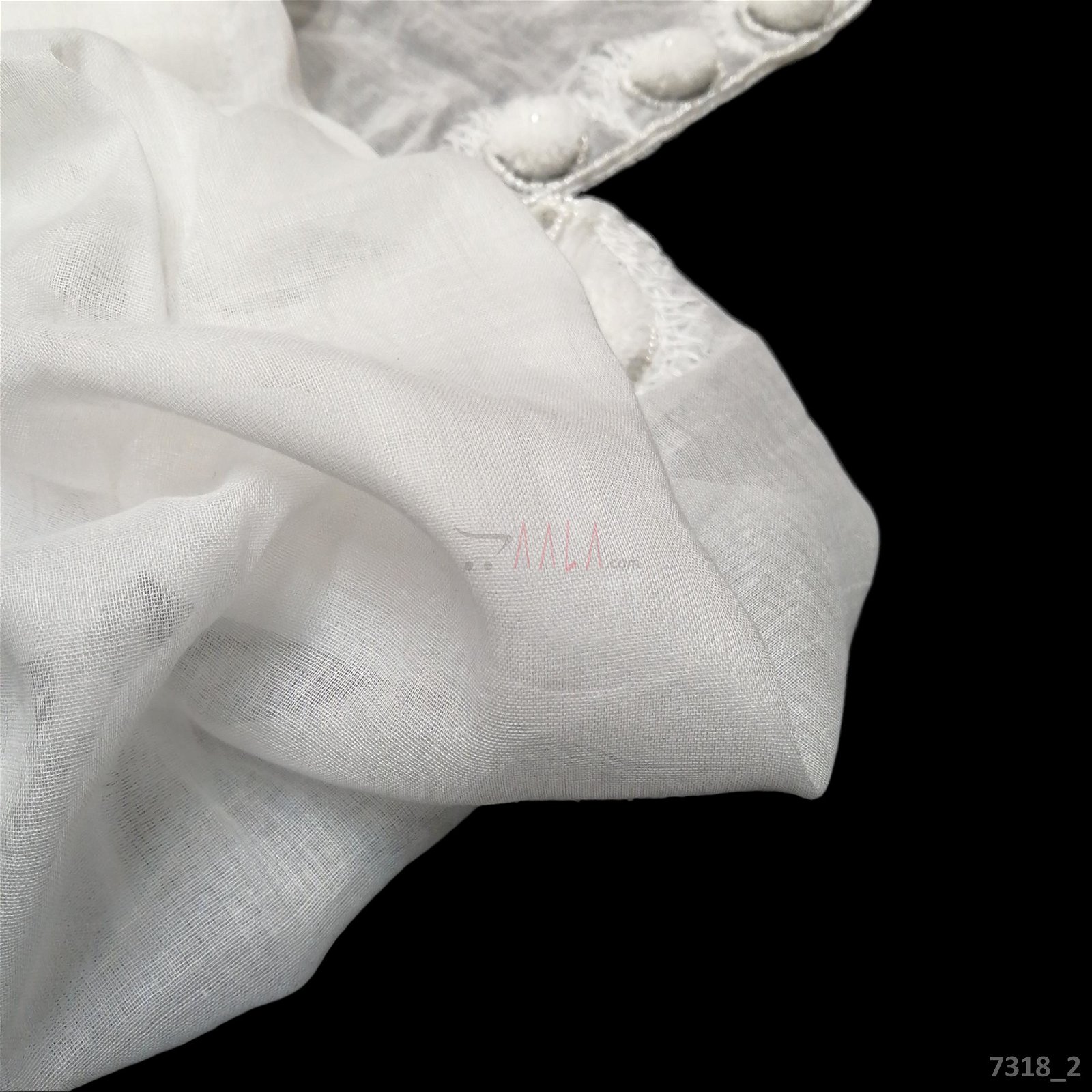 Pompom Cotton Cotton Dupatta-44-Inches DYEABLE 2.25-Metres #7318