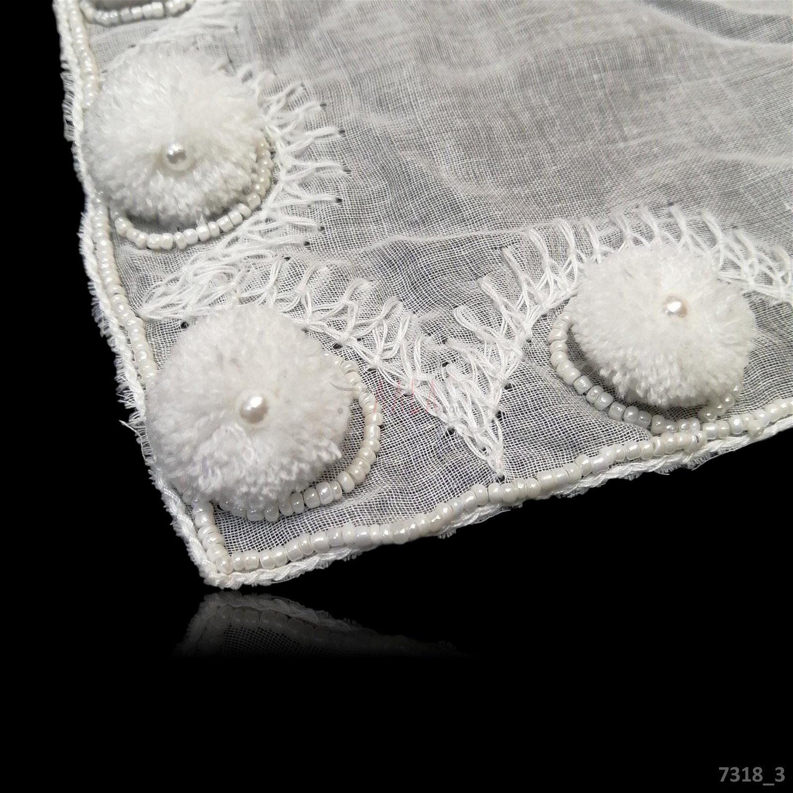 Pompom Cotton Cotton Dupatta-44-Inches DYEABLE 2.25-Metres #7318