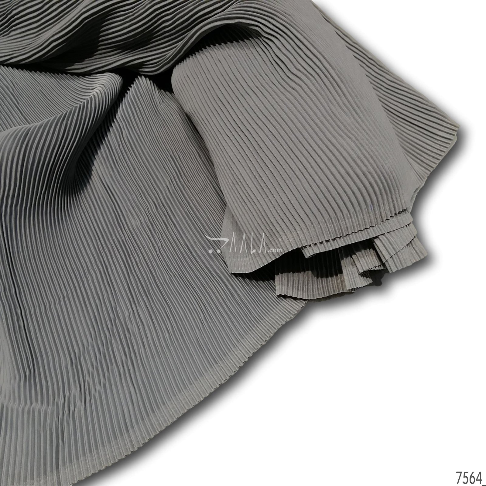 Pleated Satin-Georgette Poly-ester 44-Inches GREY Per-Metre #7564
