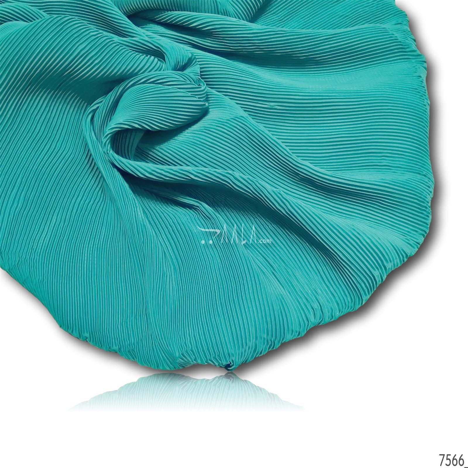 Pleated Satin-Georgette Poly-ester 44-Inches GREEN Per-Metre #7566
