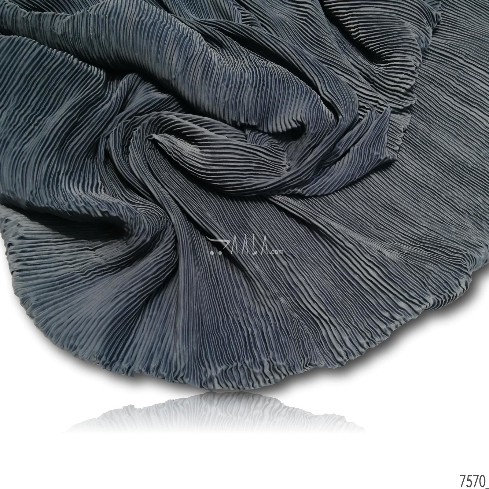 Pleated Satin-Georgette Poly-ester 44-Inches GREY Per-Metre #7570

