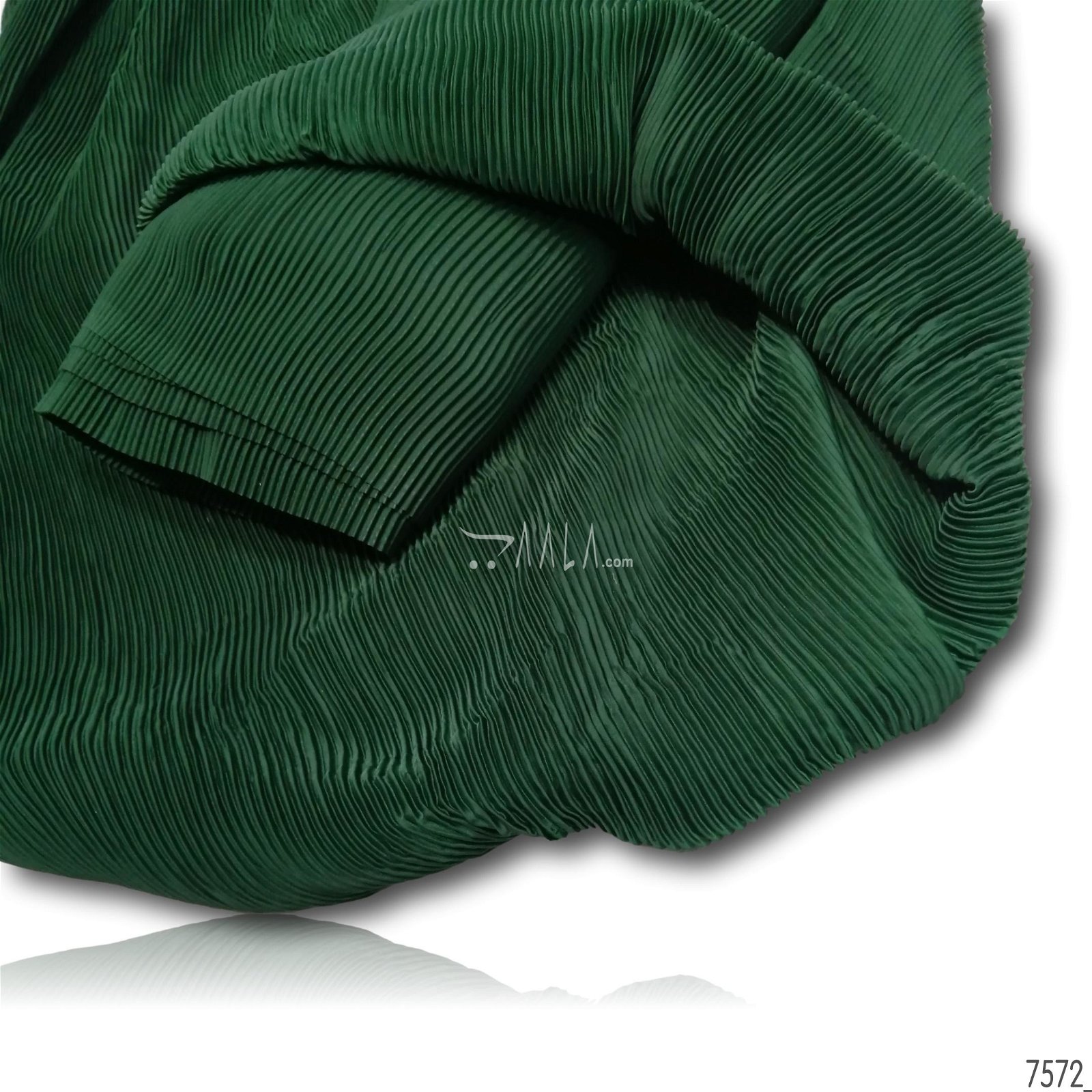 Pleated Satin-Georgette Poly-ester 44-Inches GREEN Per-Metre #7572
