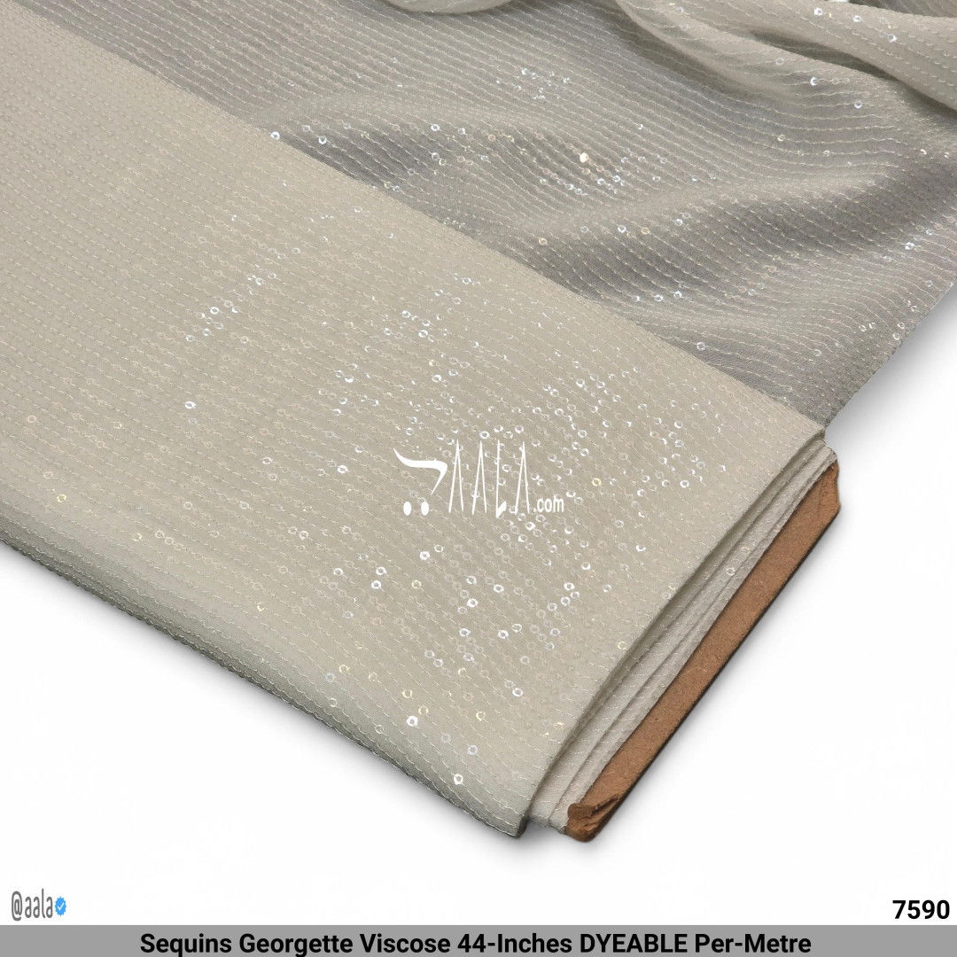 Sequins Georgette Viscose 44-Inches DYEABLE Per-Metre 