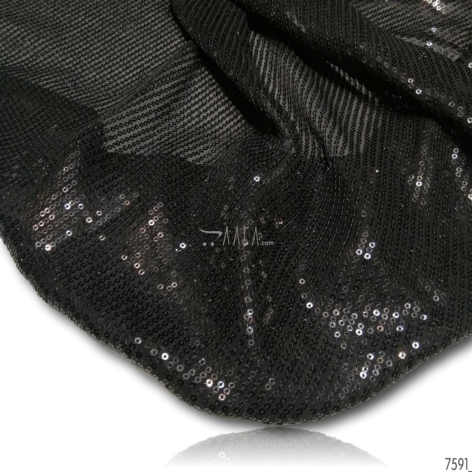Sequins Georgette Poly-ester 44-Inches BLACK Per-Metre #7591