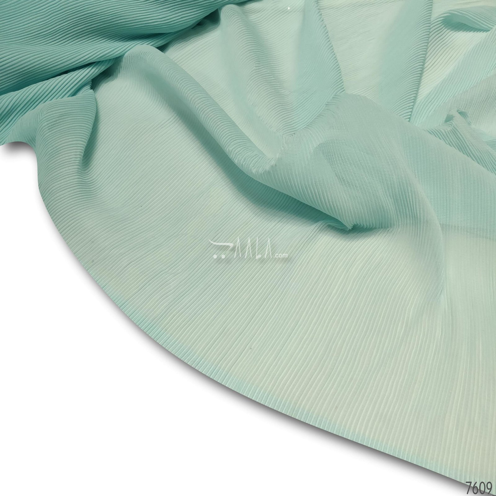 Pleated Georgette Poly-ester 44-Inches BLUE Per-Metre #7609