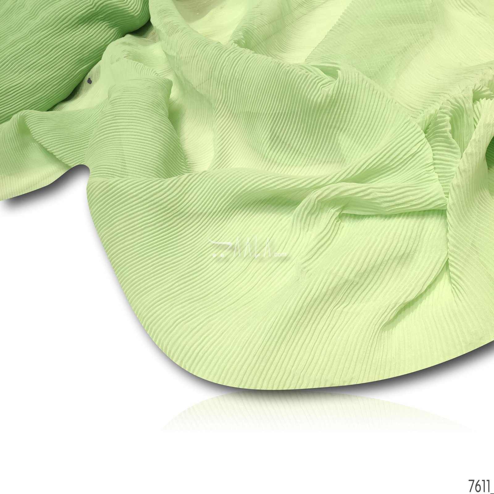 Pleated Georgette Poly-ester 44-Inches GREEN Per-Metre #7611