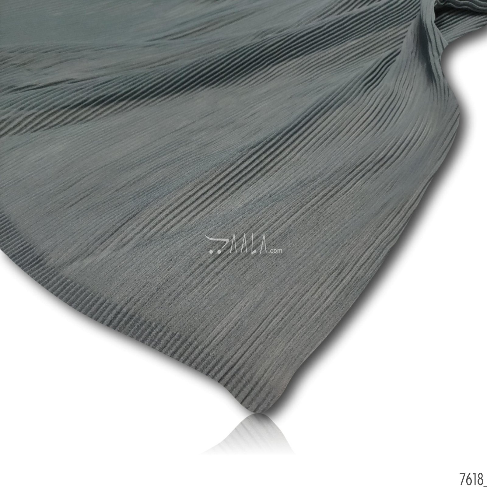 Pleated Georgette Poly-ester 44-Inches GREY Per-Metre #7618