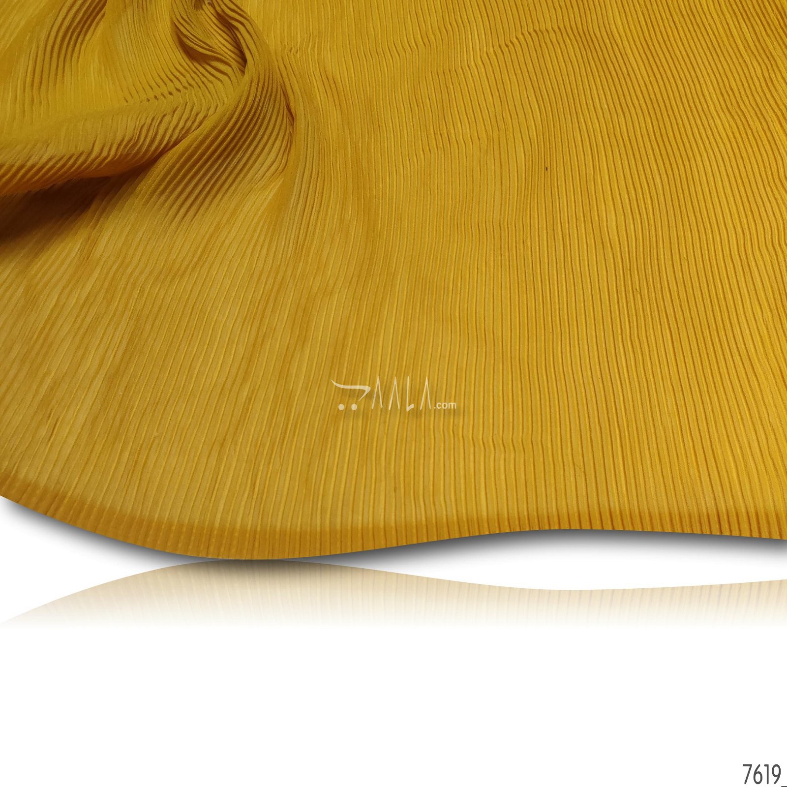 Pleated Georgette Poly-ester 44-Inches YELLOW Per-Metre #7619