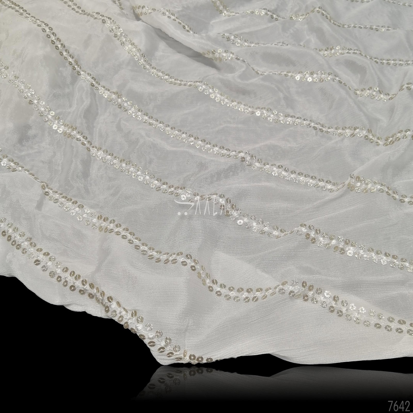 Embroidered Chinon Viscose 44-Inches DYEABLE Per-Metre 