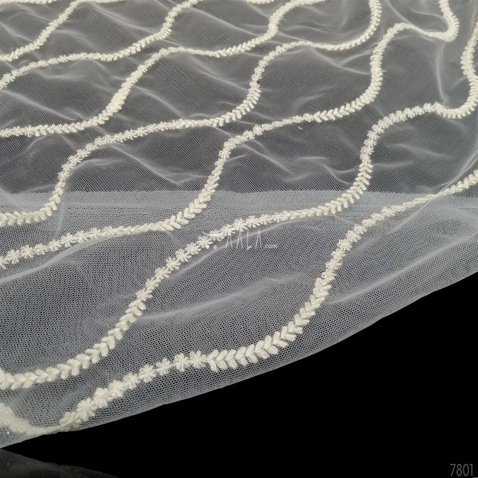 Embroidered Net Nylon 44-Inches DYEABLE Per-Metre #7801
