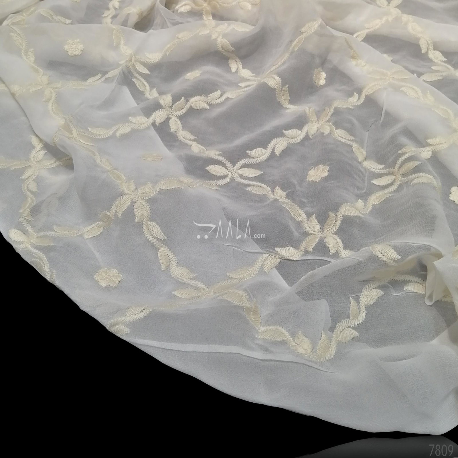 Embroidered Georgette Viscose 44-Inches DYEABLE Per-Metre 
