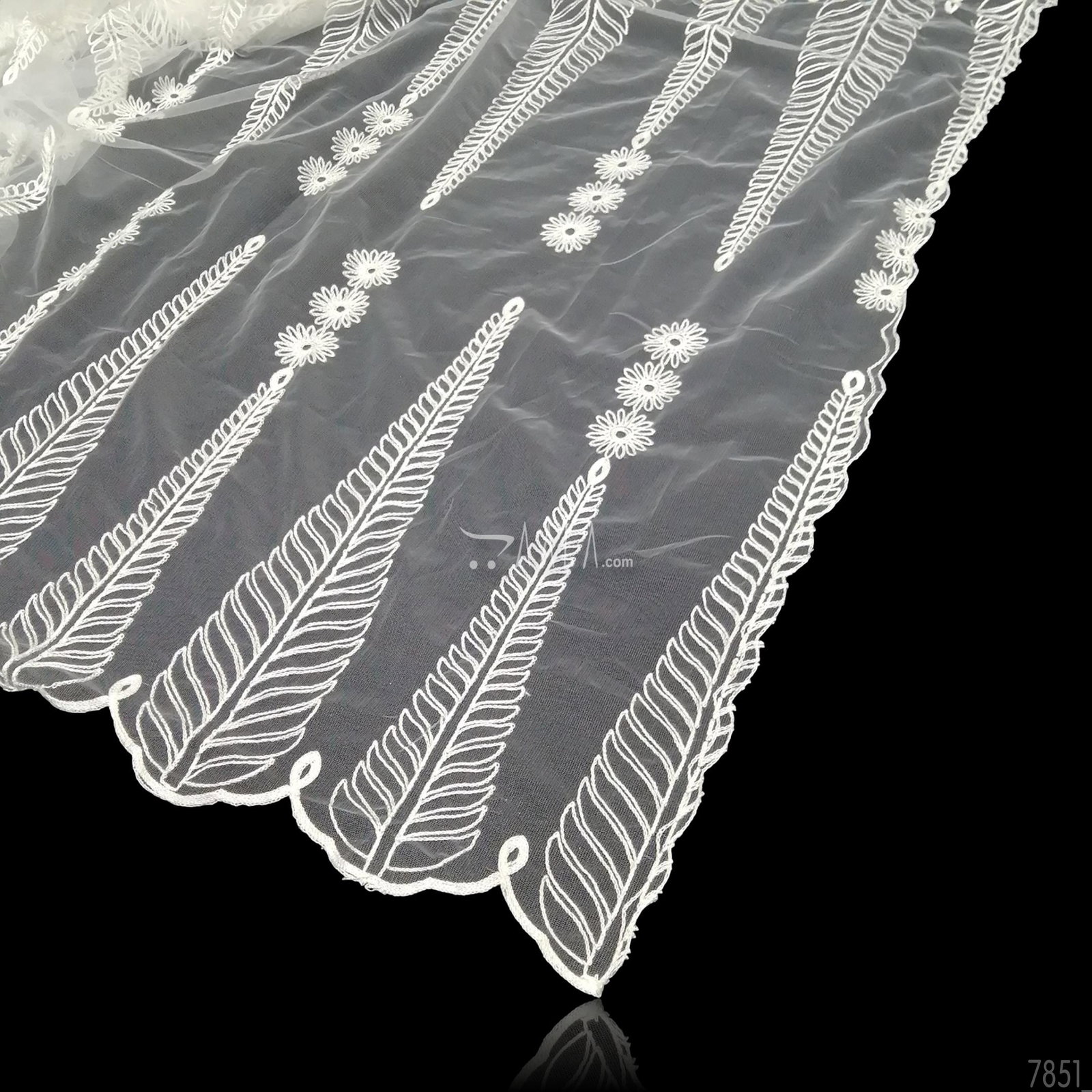 Embroidered Net Nylon Dupatta-36-Inches DYEABLE 2.25-Metres 