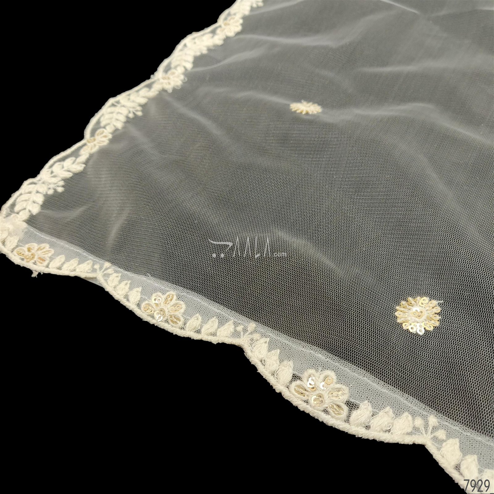 Embroidered Net Nylon Dupatta-40-Inches DYEABLE 2.30-Metres #7929