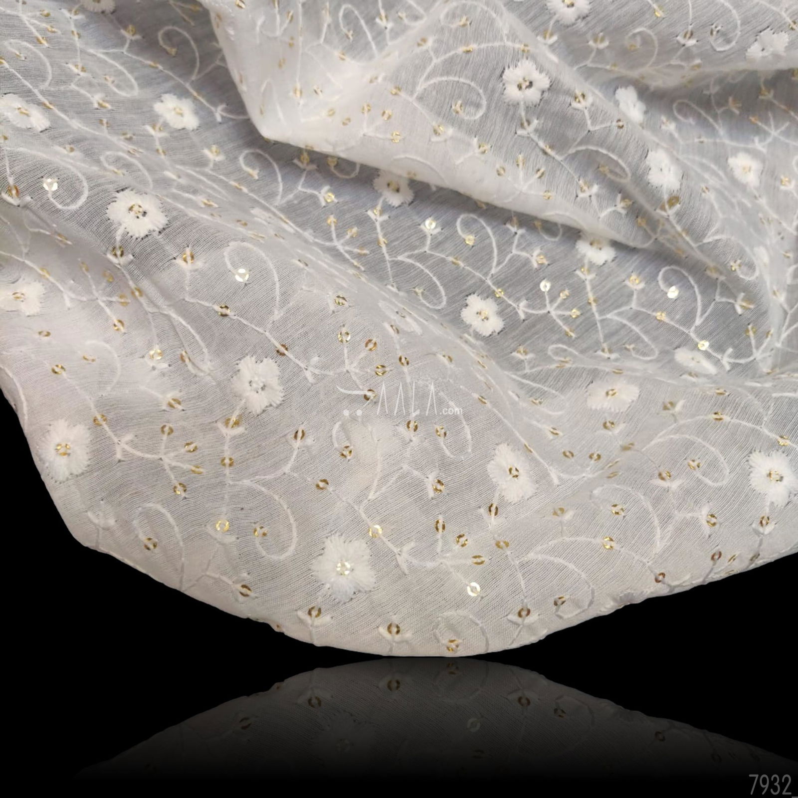 Embroidered Cotton Cotton Dupatta-36-Inches DYEABLE 2.25-Metres #7932