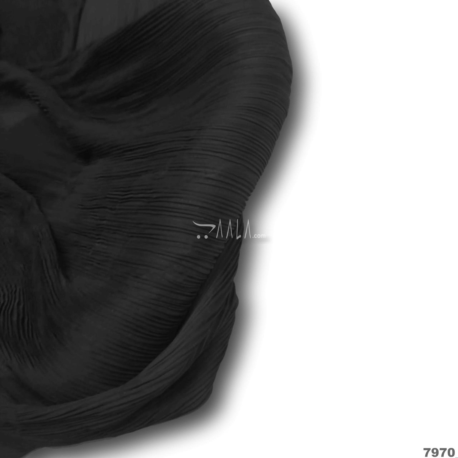 Pleated Silk Poly-ester 44-Inches BLACK Per-Metre #7970