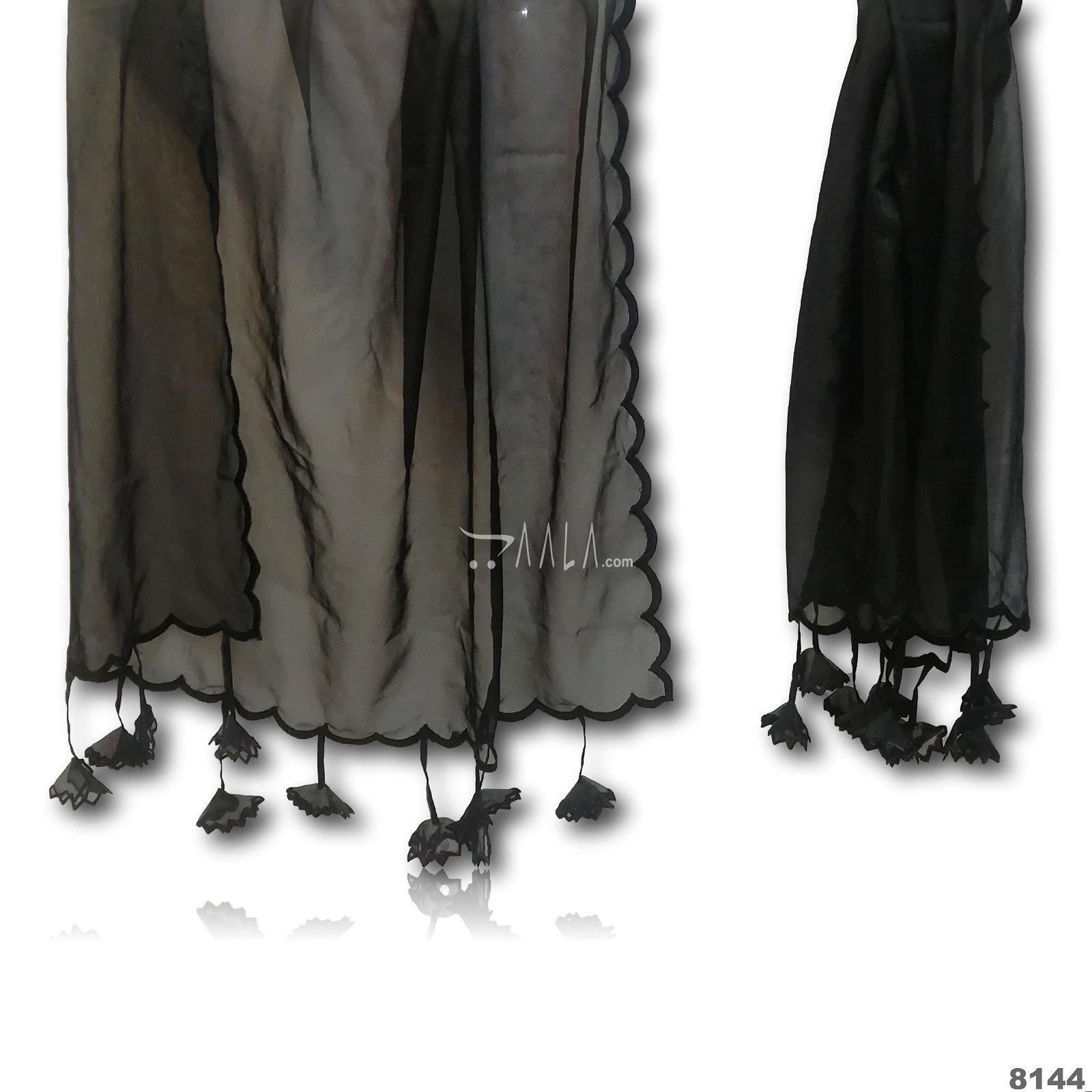 Hanging Organza Nylon Dupatta-36-Inches BLACK 2.25-Metres #8144