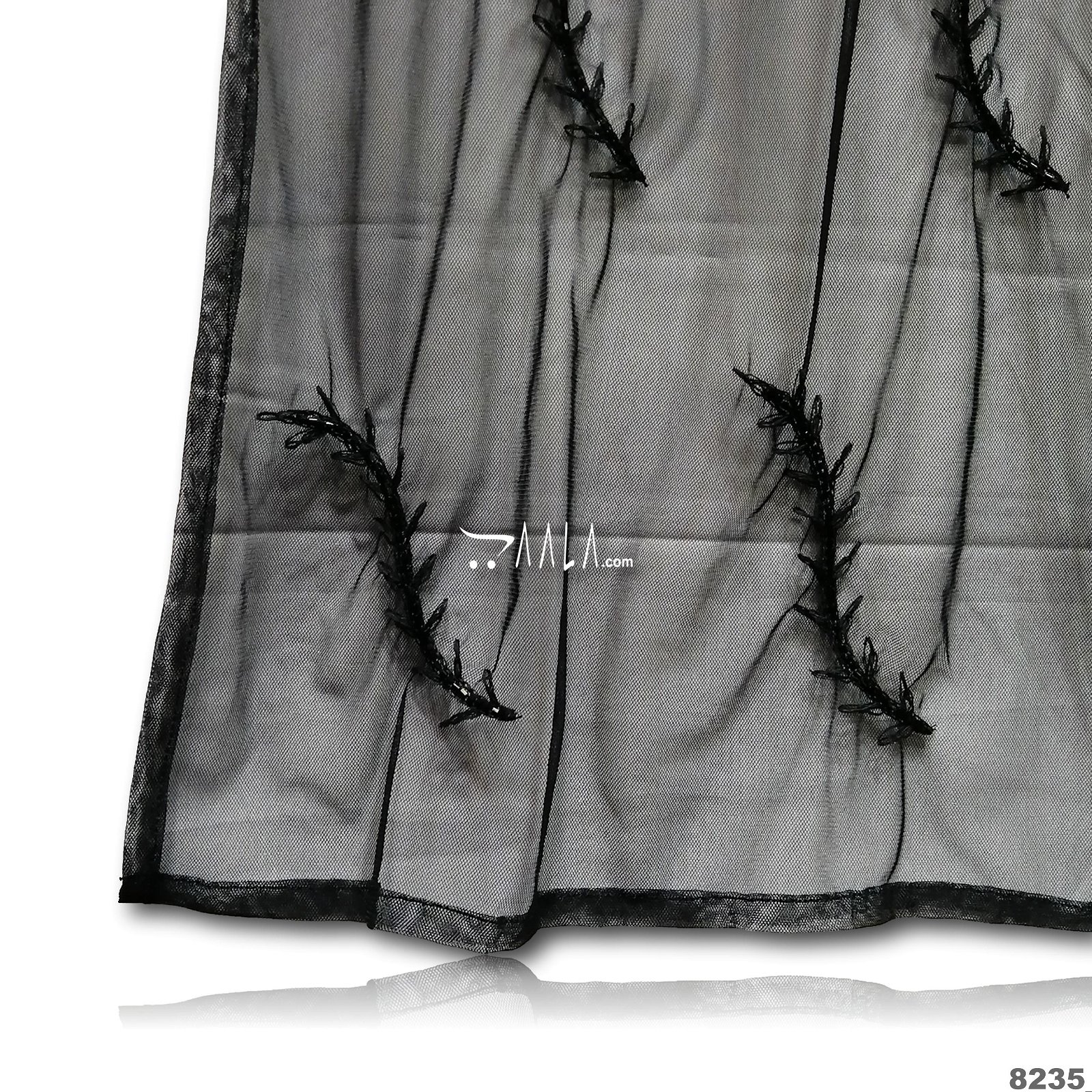 Handwork Net Nylon Dupatta-40-Inches BLACK 2.25-Metres #8235