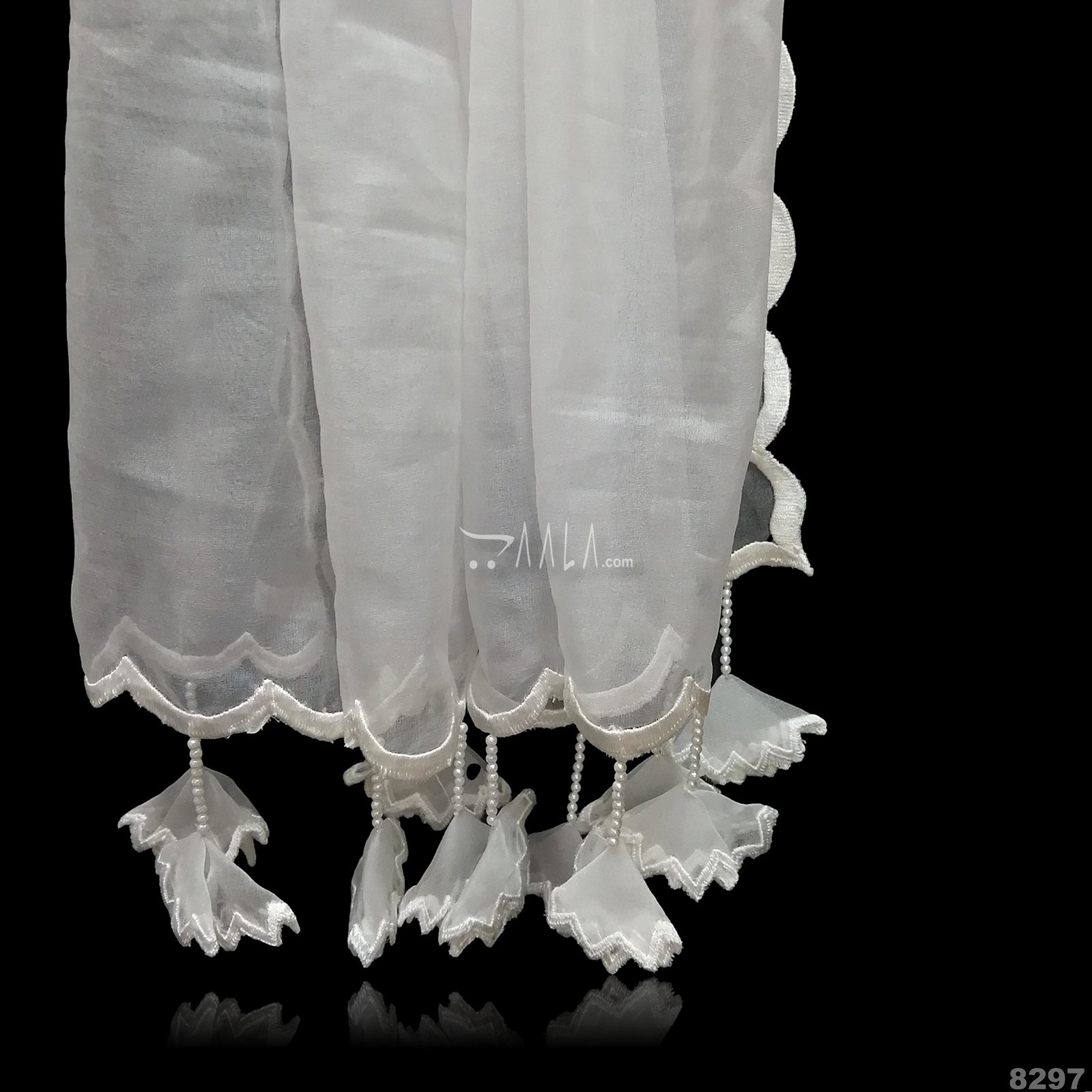 Hanging-Pearl Organza Nylon Dupatta-42-Inches DYEABLE 2.25-Metres #8297