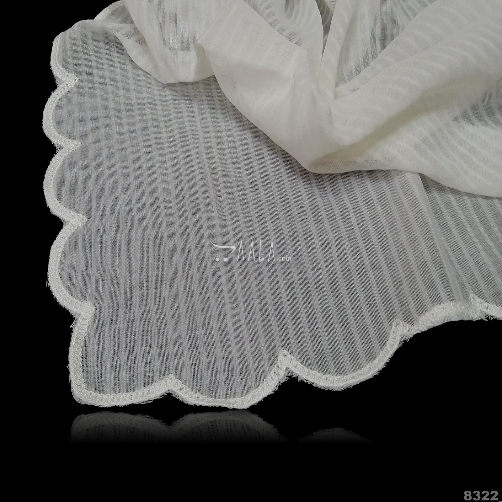 Scallop Cotton Nylon Dupatta-36-Inches DYEABLE 2.25-Metres #8322