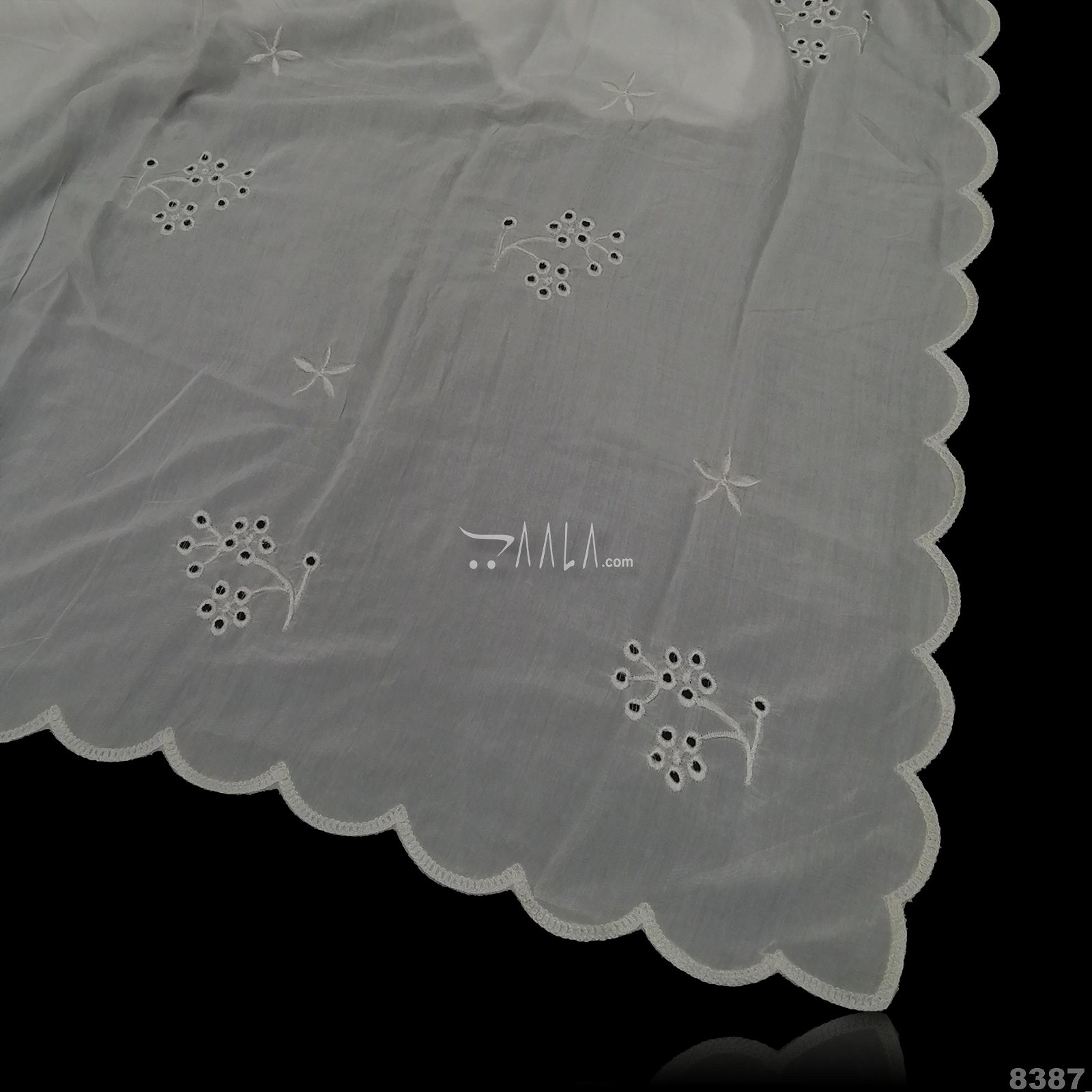 Embroidered-Scollap Muslin Nylon Dupatta-36-Inches DYEABLE 2.25-Metres #8387