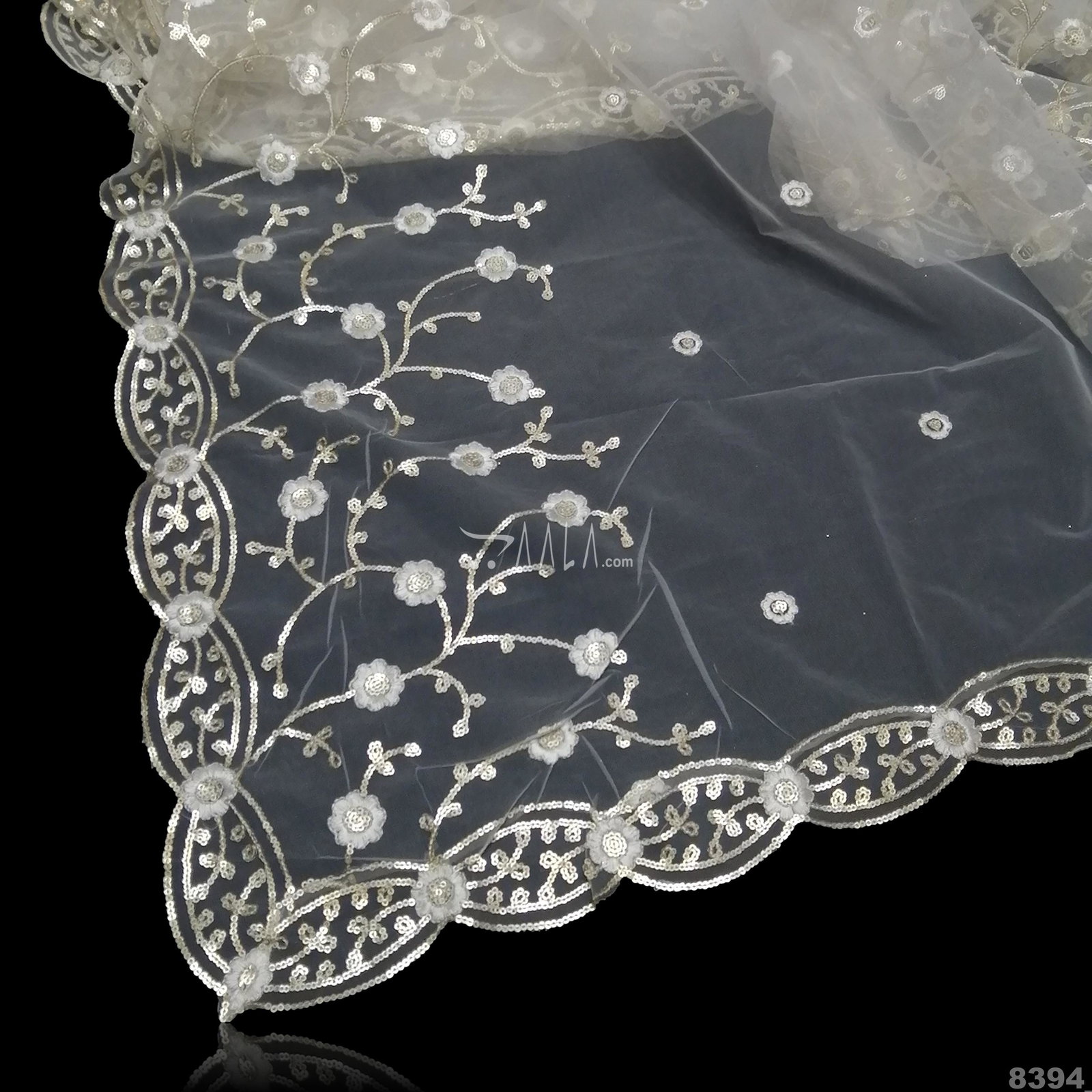 Embroidered-Sequins Net Nylon Dupatta-36-Inches DYEABLE 2.25-Metres 