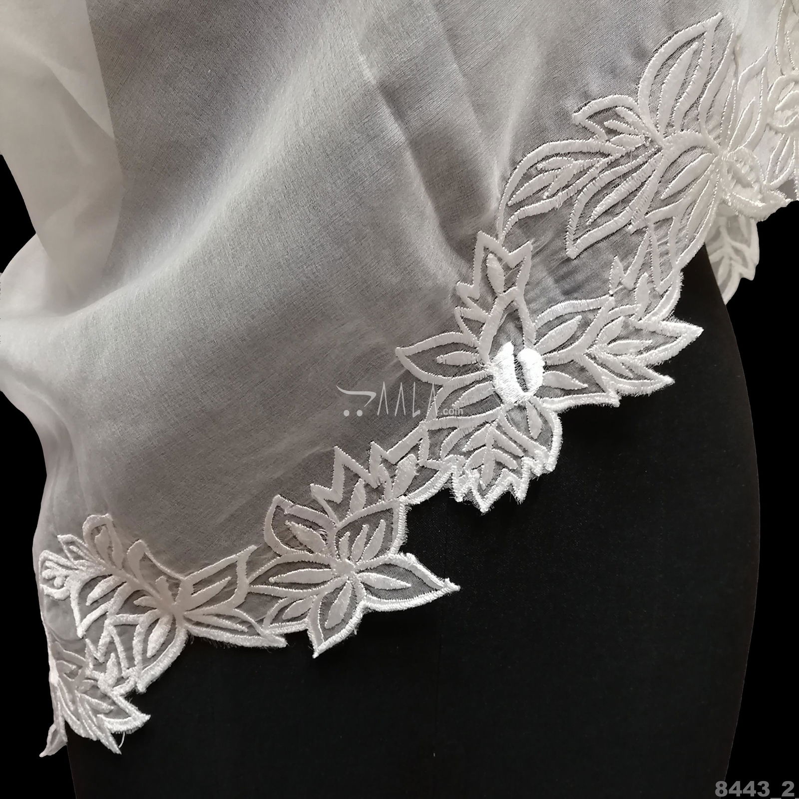 Handwork-Designer Organza Nylon Dupatta-40-Inches DYEABLE 2.25-Metres #8443