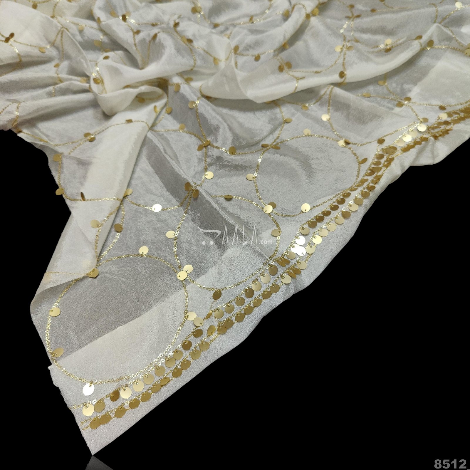 Embroidered Crepe-Chiffon Viscose Dupatta-40-Inches DYEABLE 2.50-Metres #8512