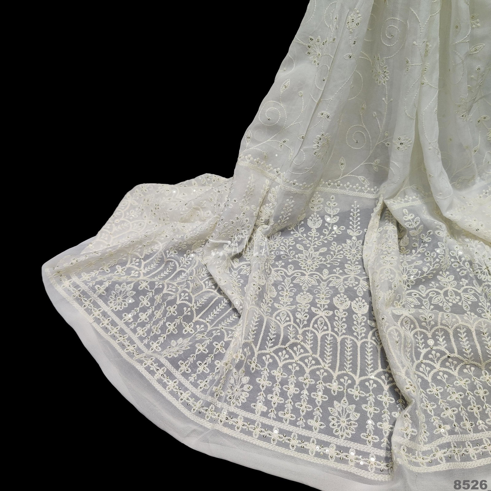 Embroidered Georgette Viscose 44-Inches DYEABLE Per-Metre 