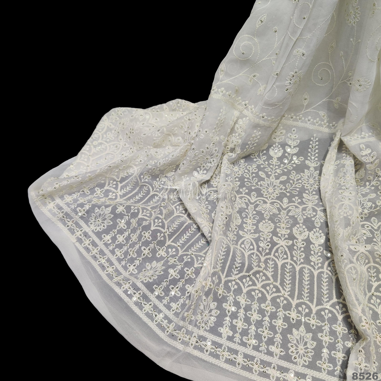 Embroidered Georgette Viscose 44-Inches DYEABLE Per-Metre 