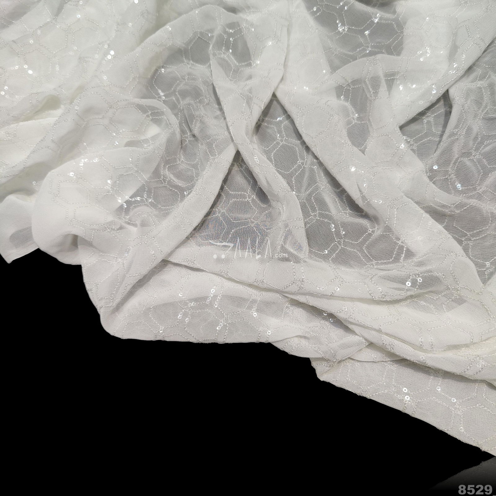 Embroidered Georgette Viscose 44-Inches DYEABLE Per-Metre #8529